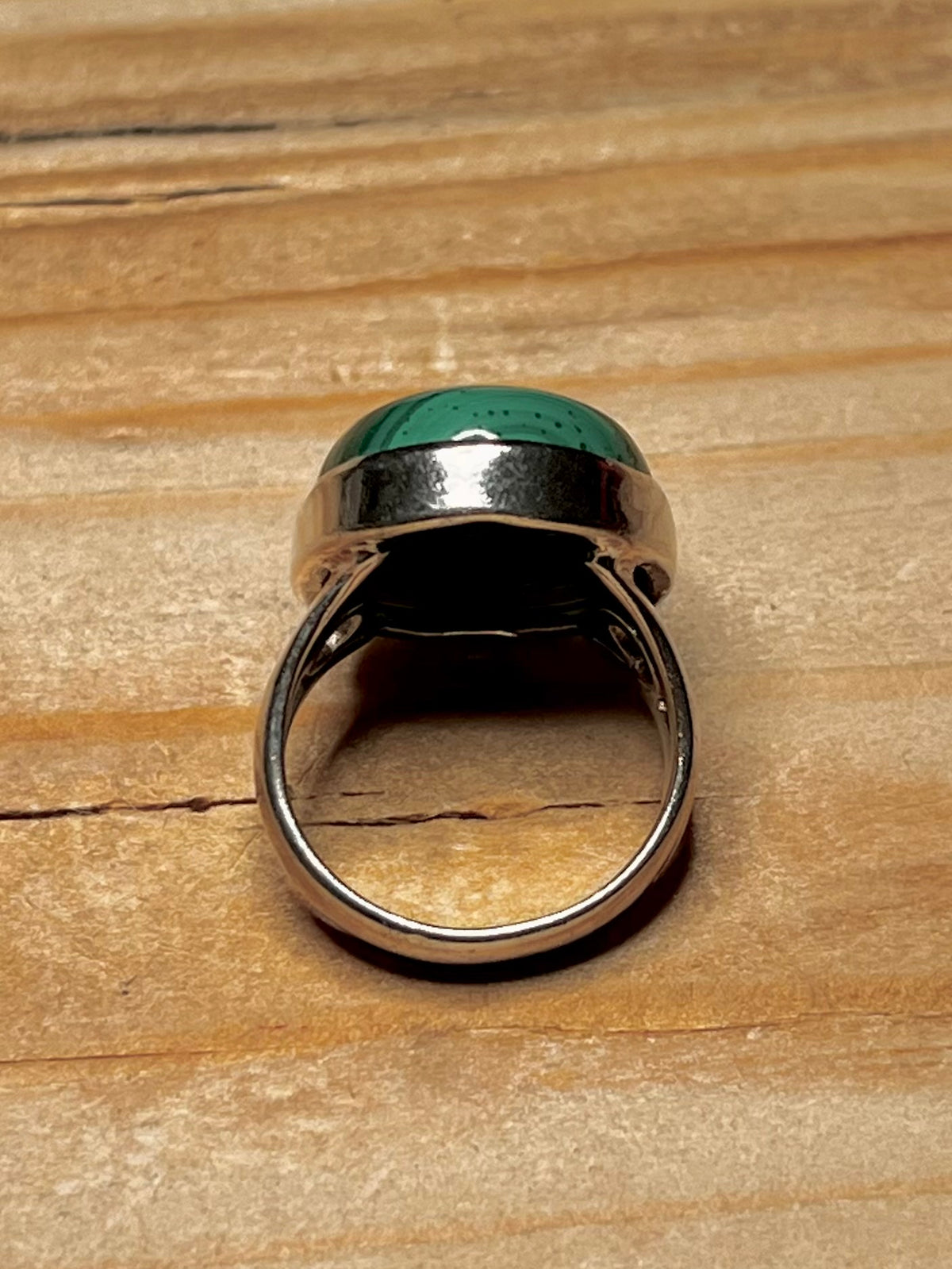 Oval Malachite 925 Sterling Silver Size K Ring
