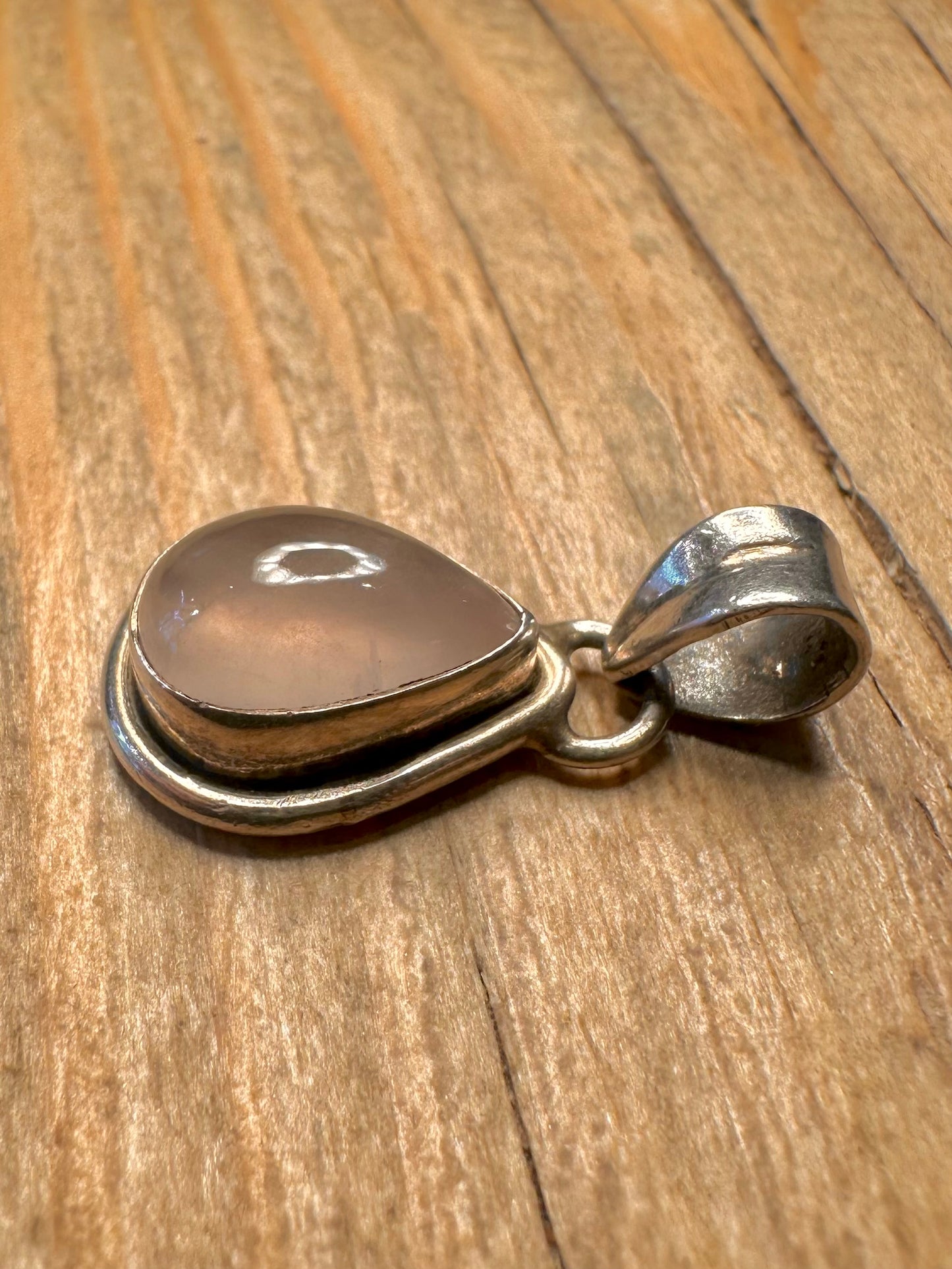 Vintage Rose Quarts 925 Sterling Silver Pendant