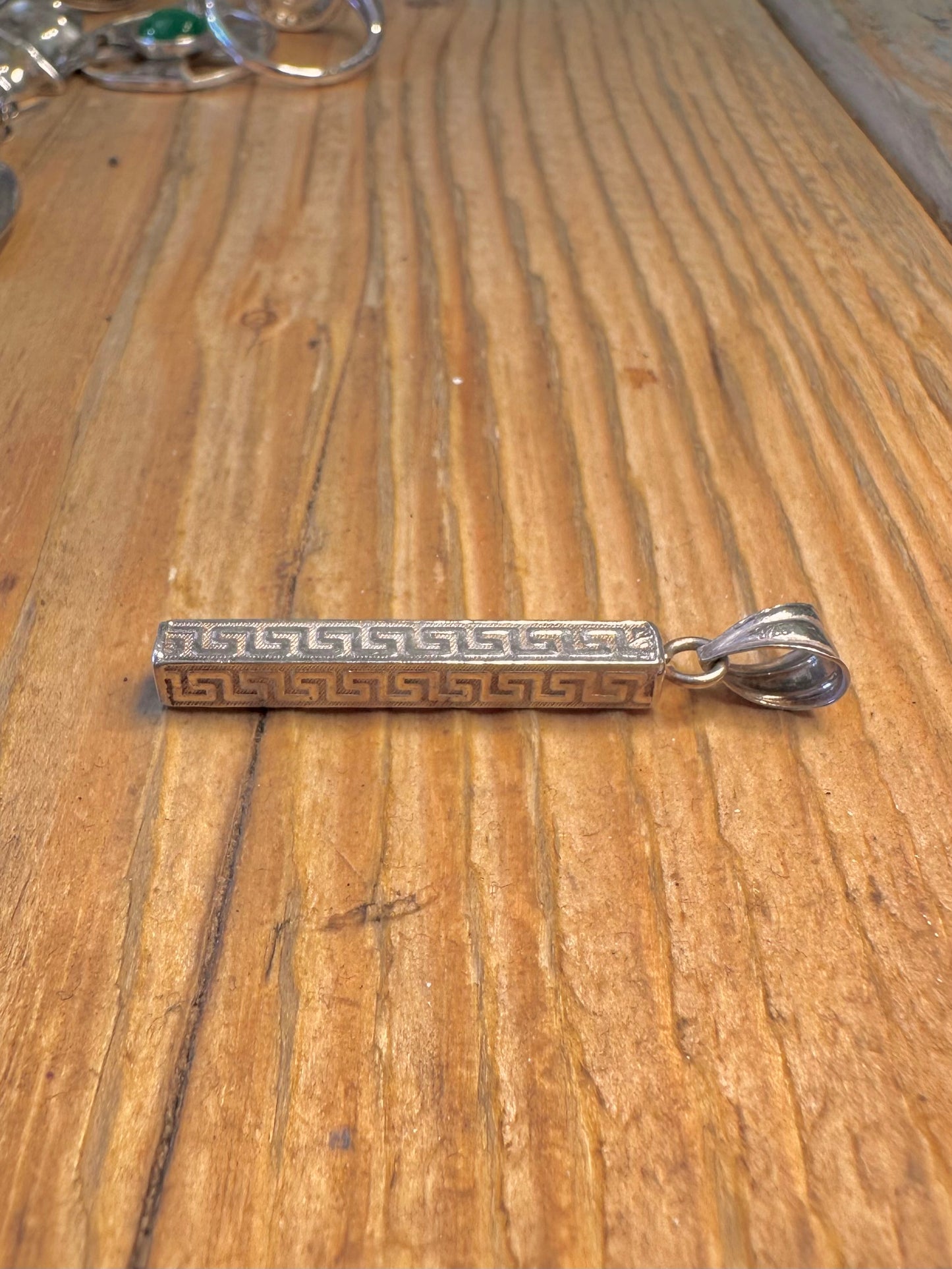 Greek Key Bar 925 Sterling Silver Pendant