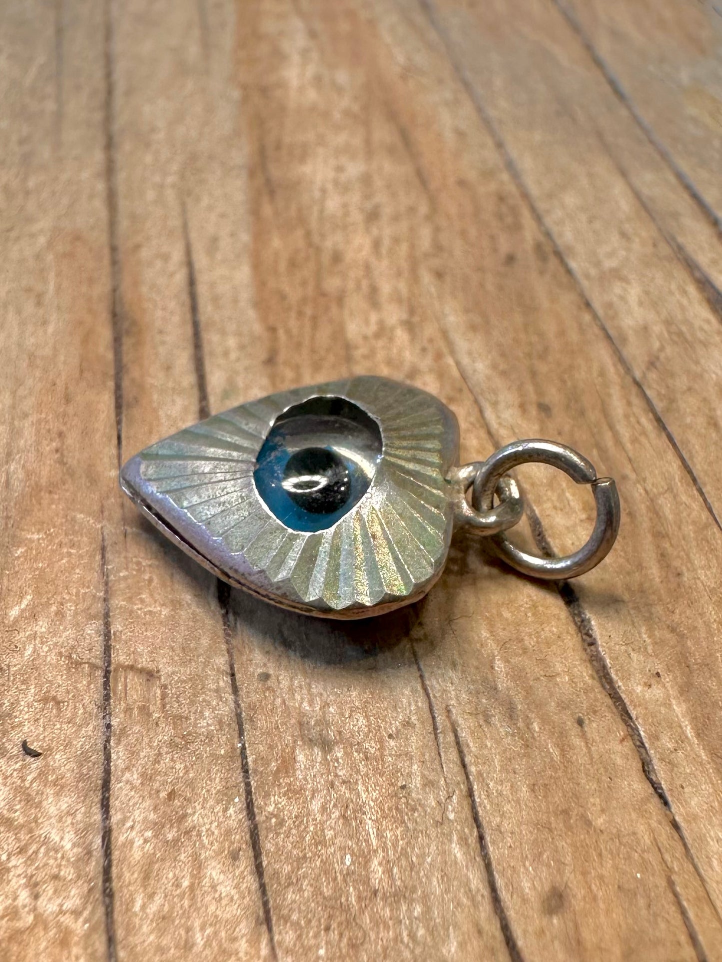 Vintage Herz-Anhänger aus 925er Sterlingsilber mit bösem Blick