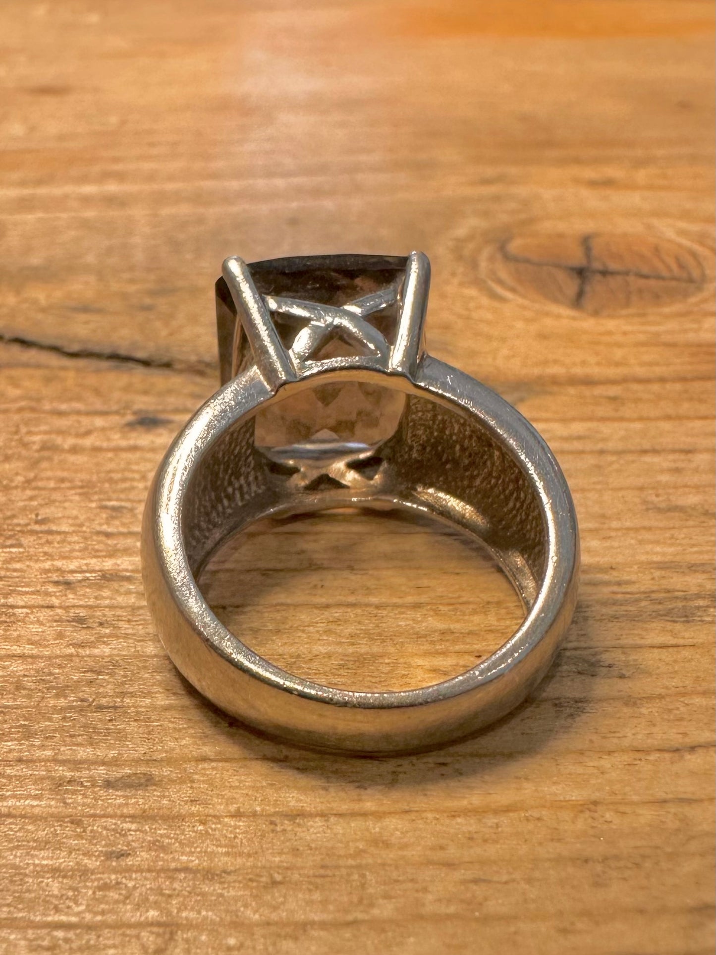 Vintage Smokey Quarts 925 Silver Size N Ring
