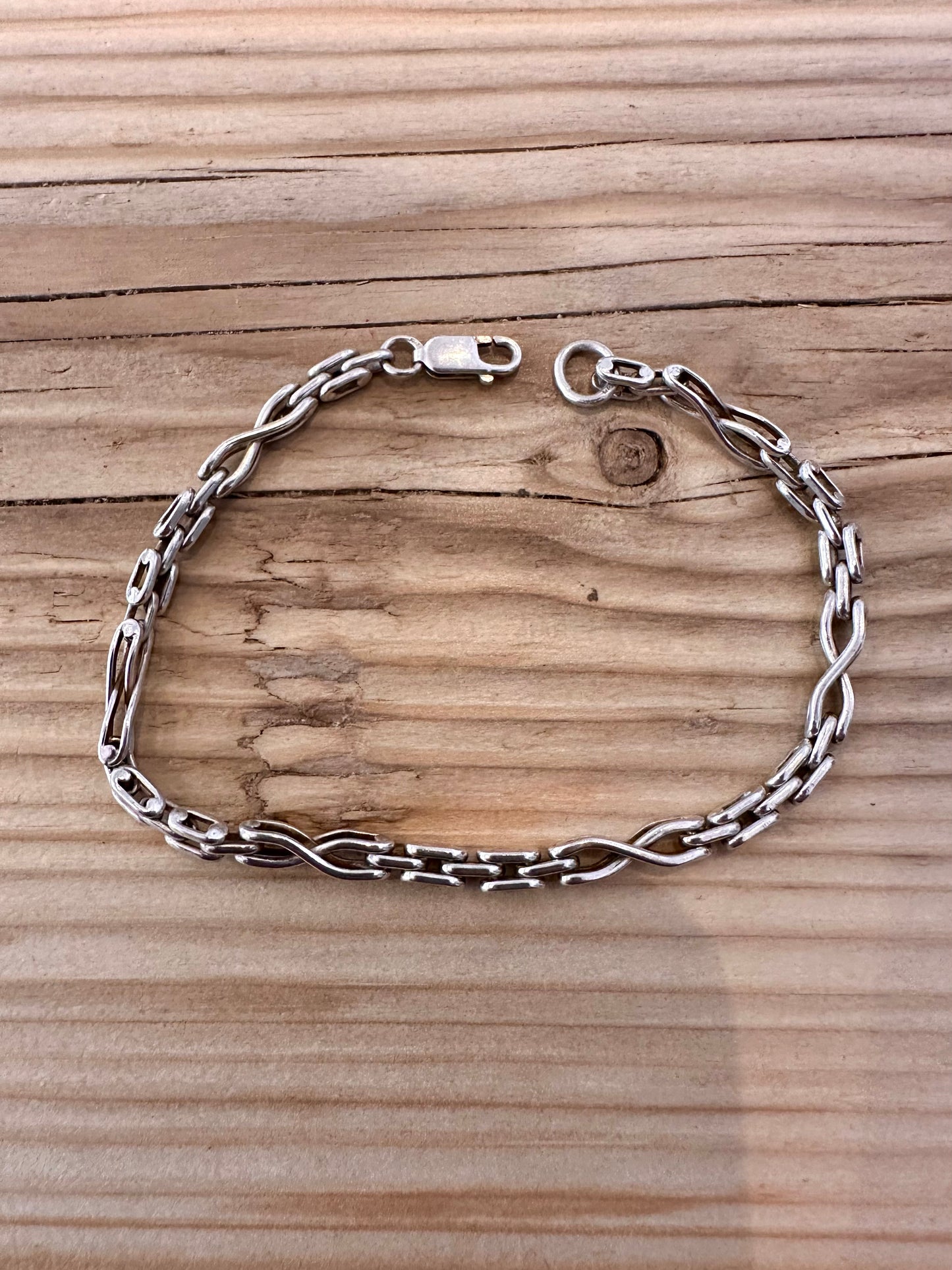 Vintage Unique Chain 925 Silver 7.6 inch Bracelet