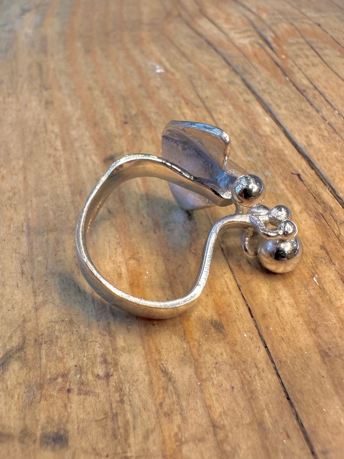 Mid Century Relo Abstract 925 Sterling Silver Size J Ring