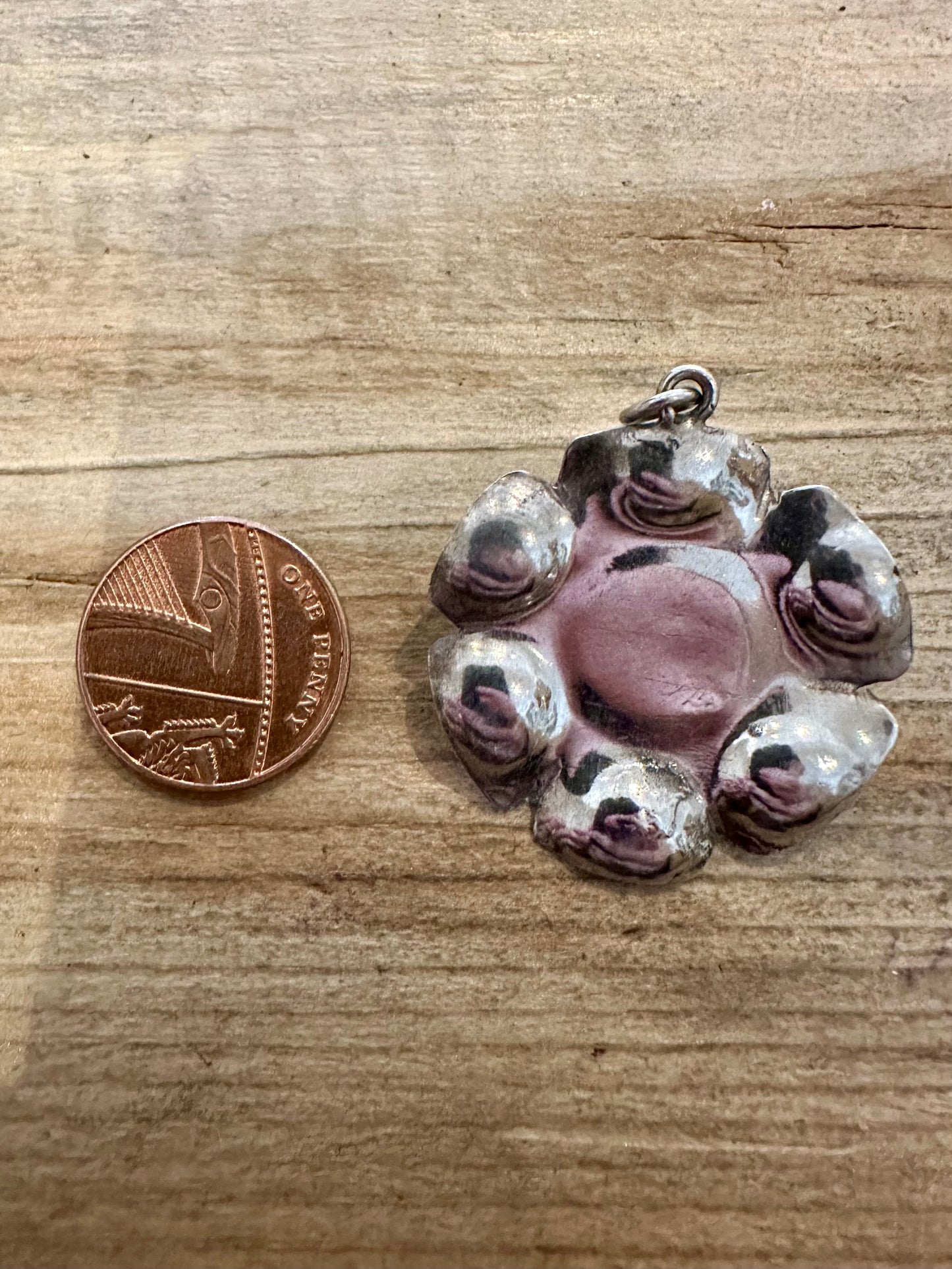 Abstract Handmade Amethyst Flower 925 Silver Pendant