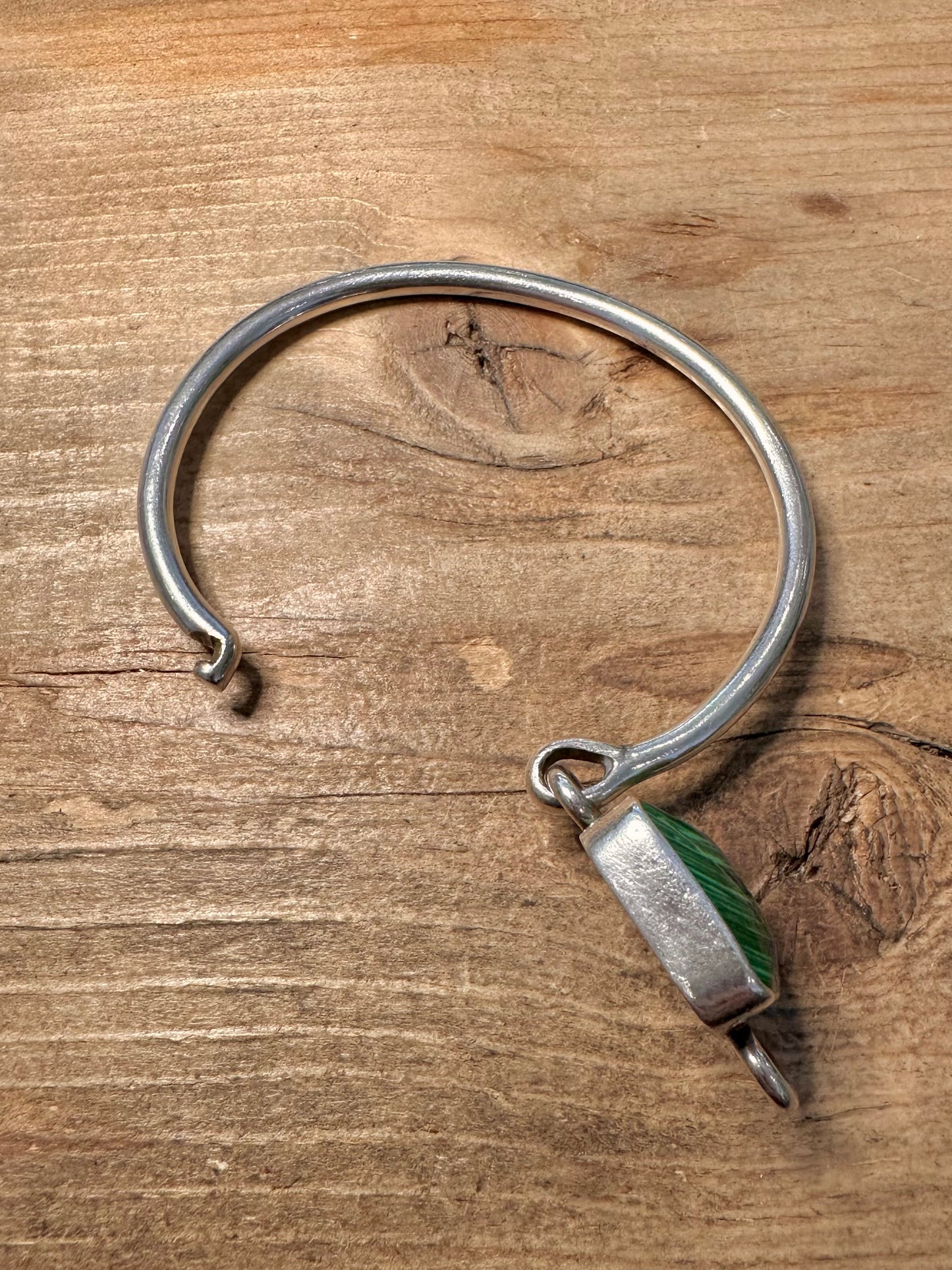 Abstract Malachite Square Mexico 925 Silver Bangle