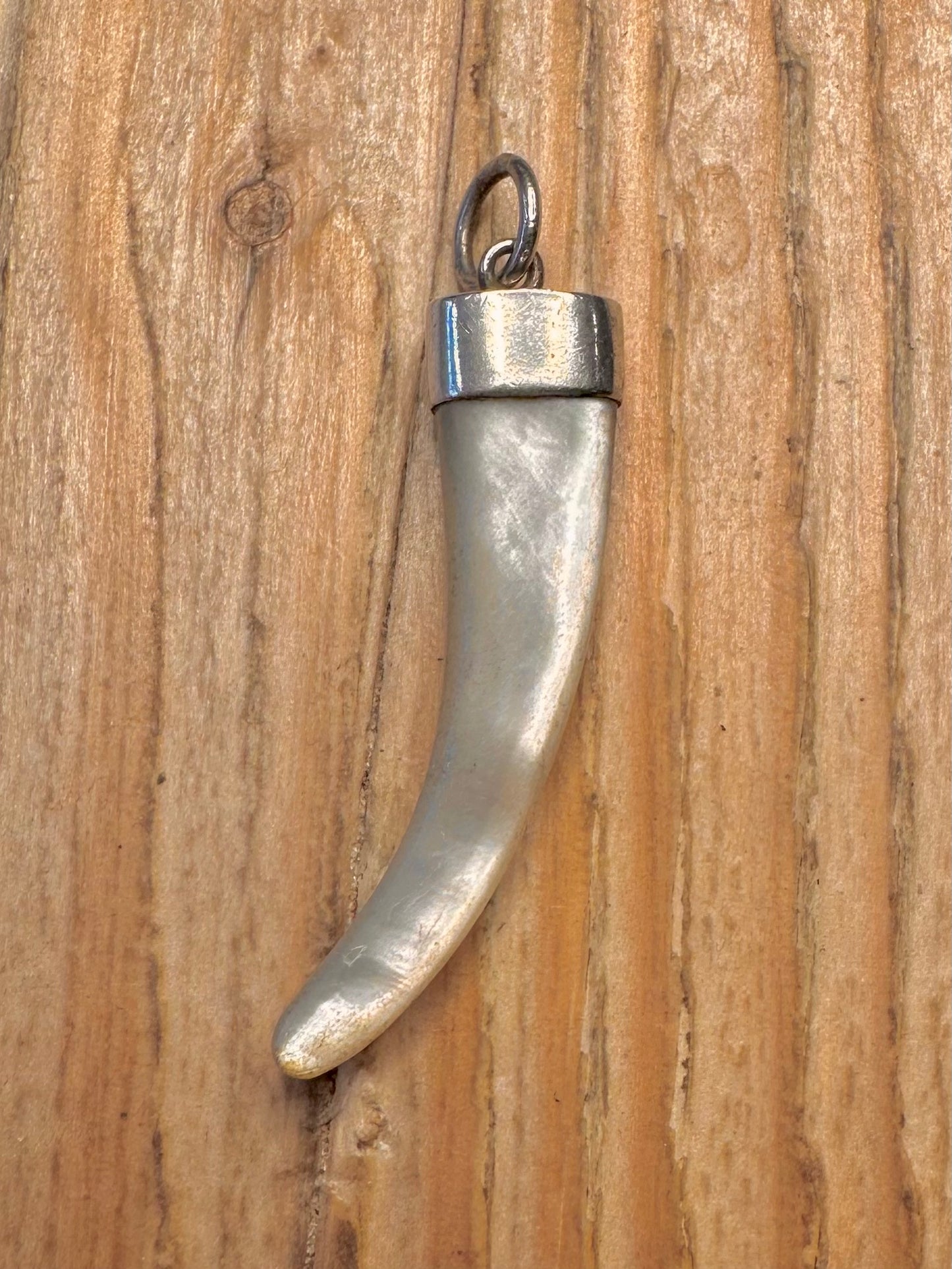 Vintage Mother of Pearl Claw 925 Sterling Silver Pendant