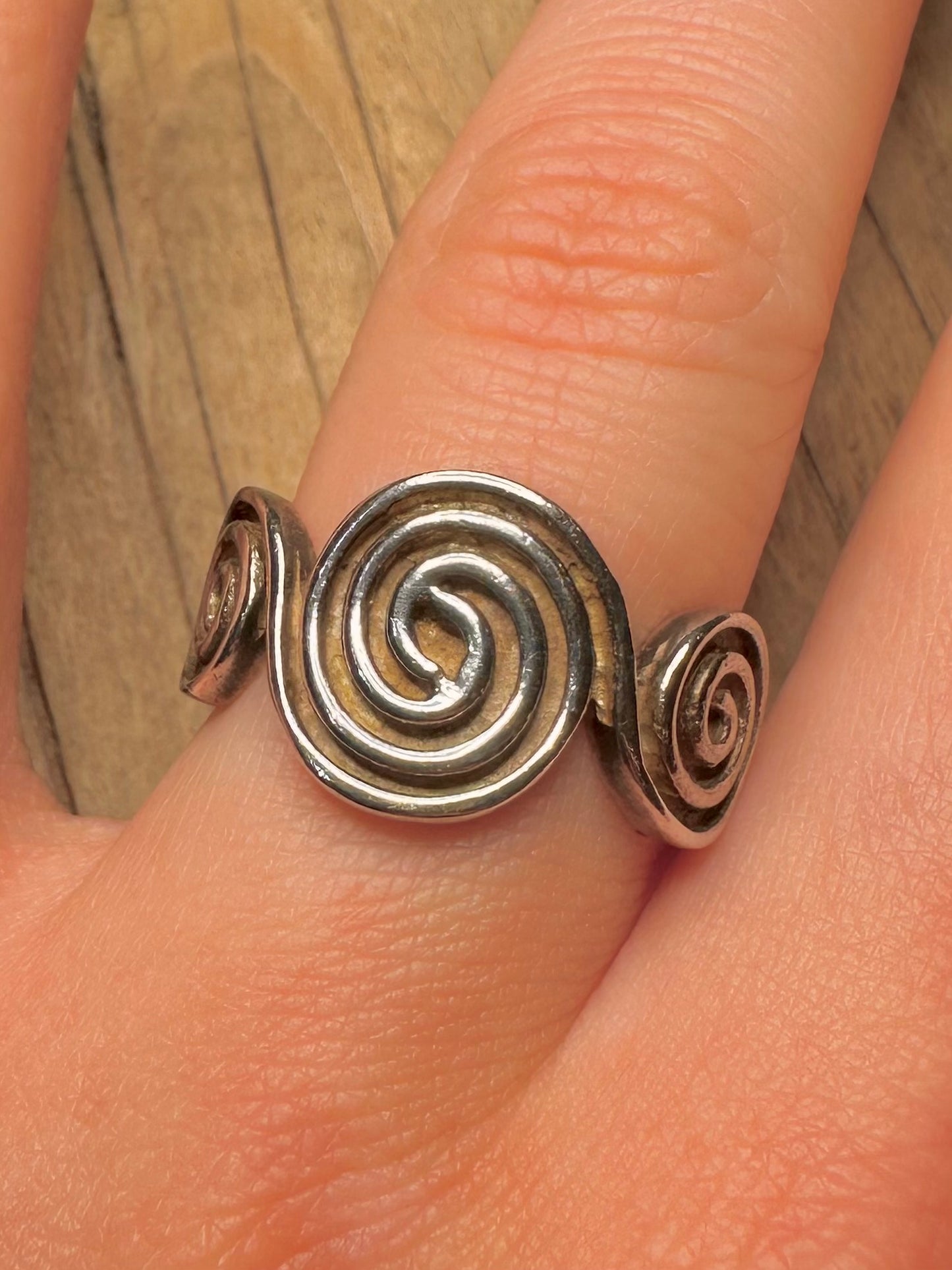 Vintage Swirl 925 Sterling Silver Size S Ring