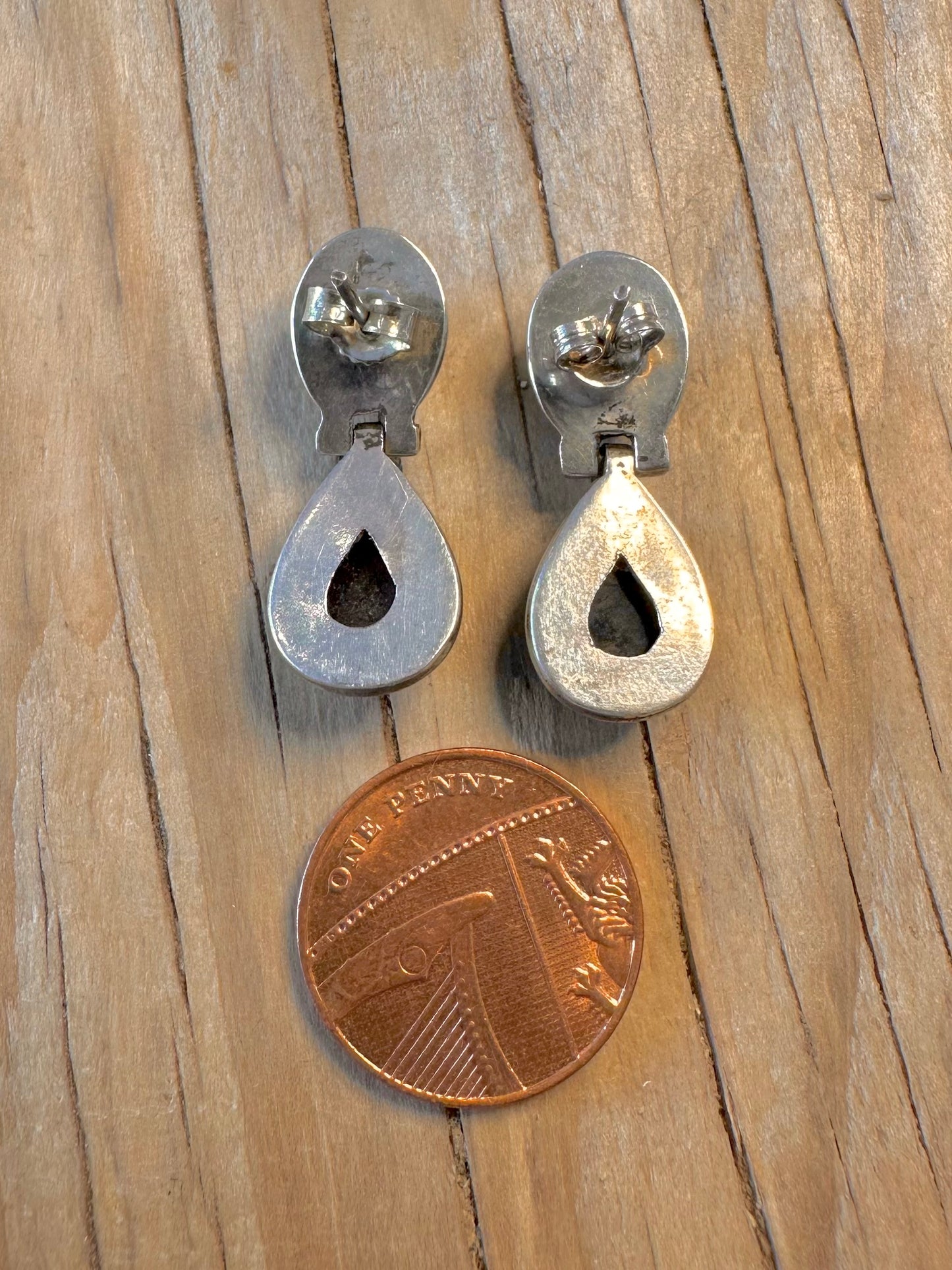 Vintage Moonstone and Garnet Hinged 925 Silver Earrings