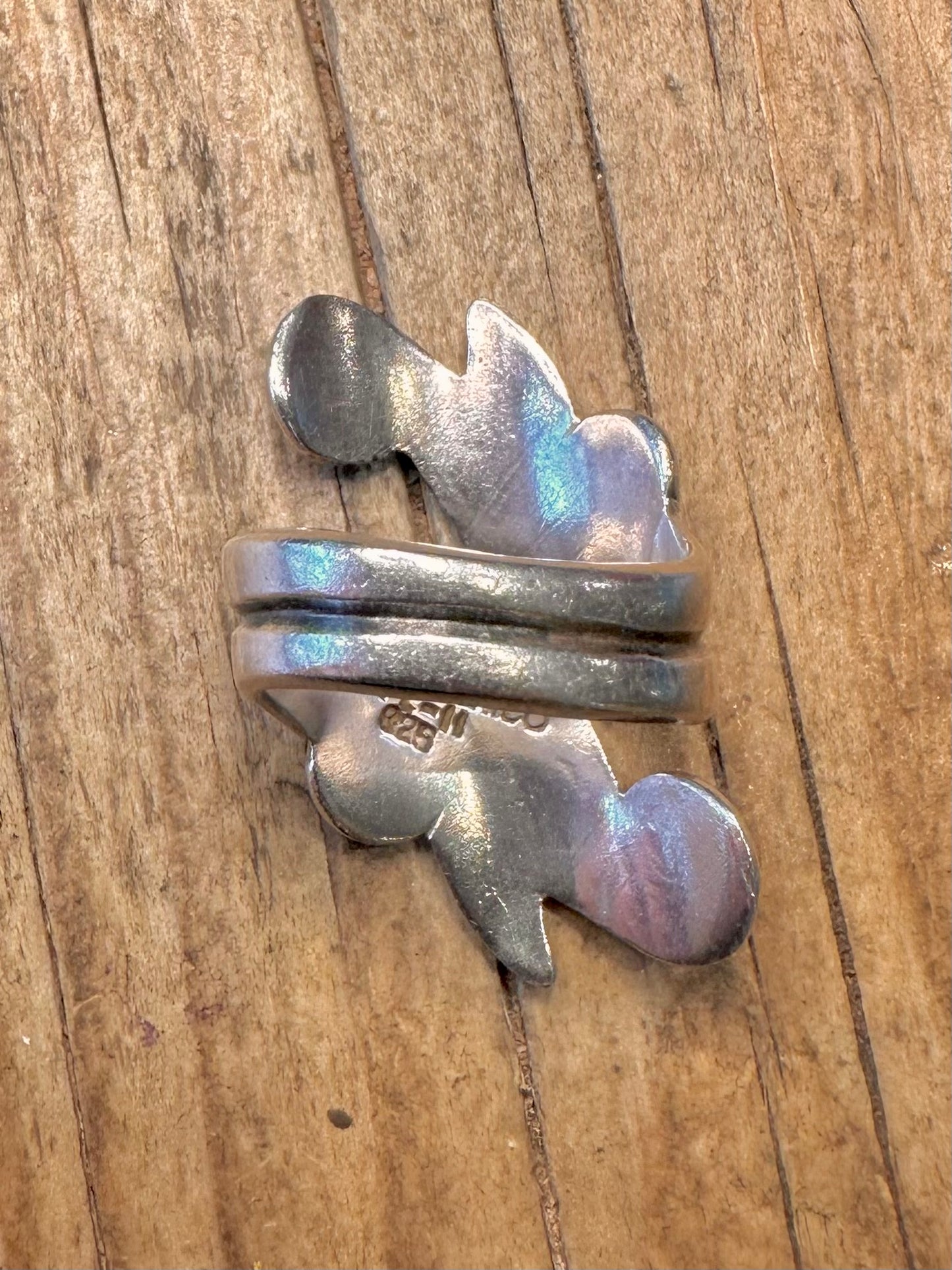 Blatt Überlappend Mexiko A.Cazares 925 Sterling Silber Ring Größe K