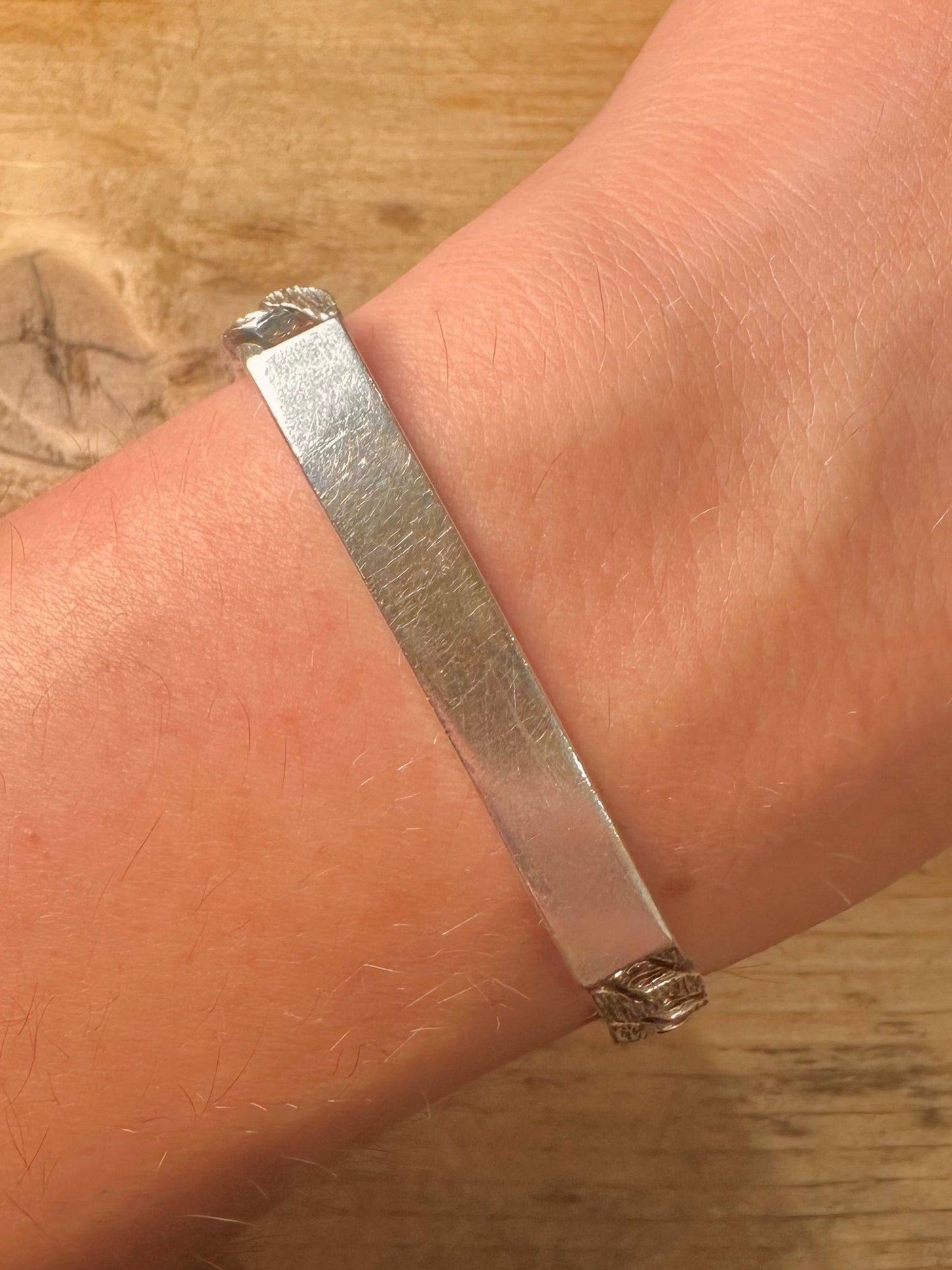 Vintage 1984 Identity Bark Effect Curb Chain 925 Silver 8.4 inch Bracelet