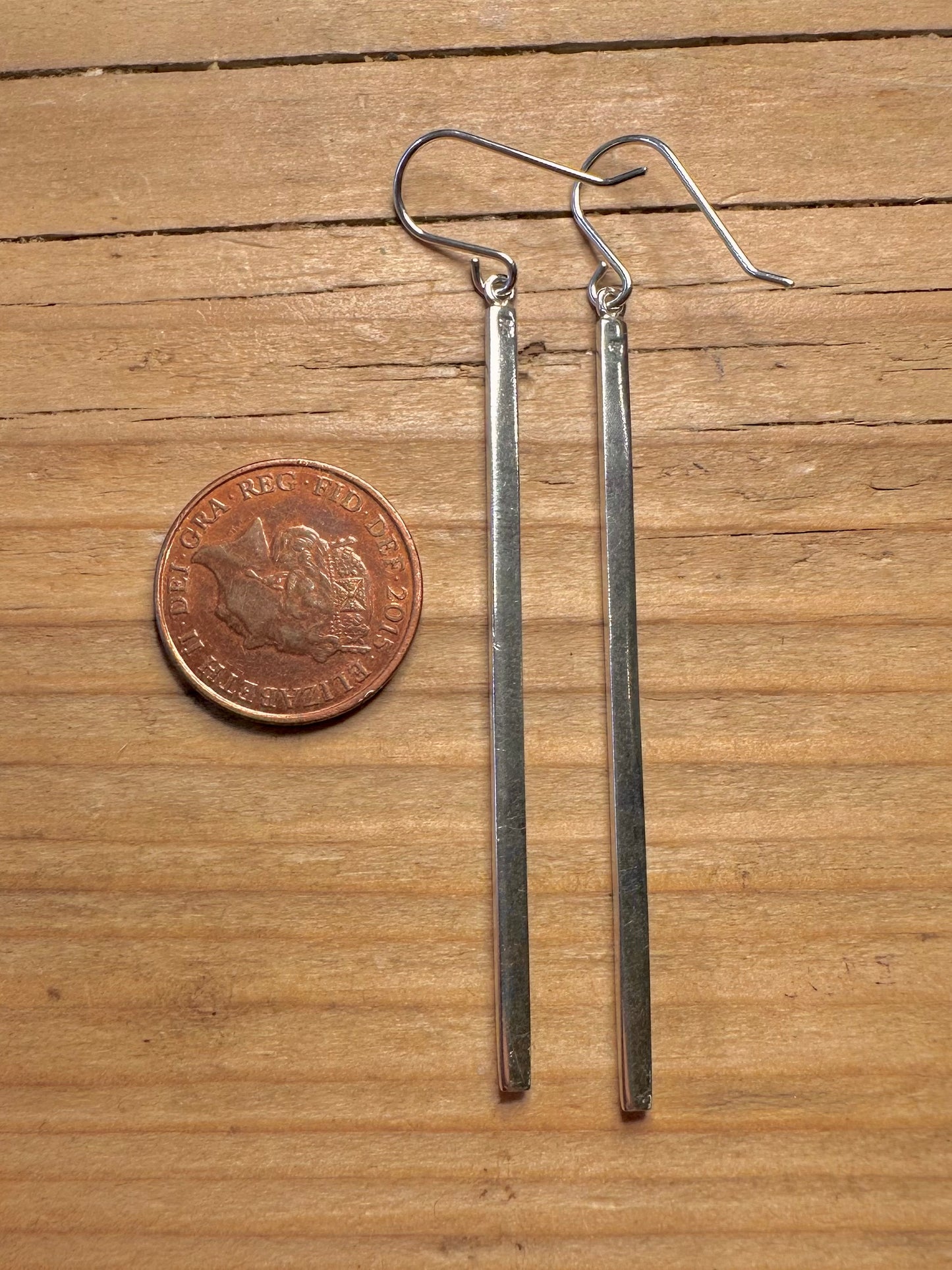 Modernist Long Bar 925 Sterling Silver Earrings