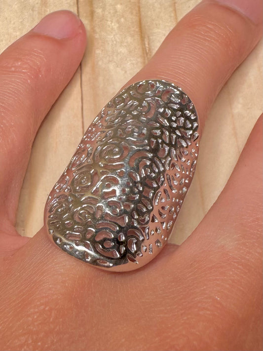 Chunky Bohemian Tall Statement 925 Sterling Silver Size O1/2 Ring