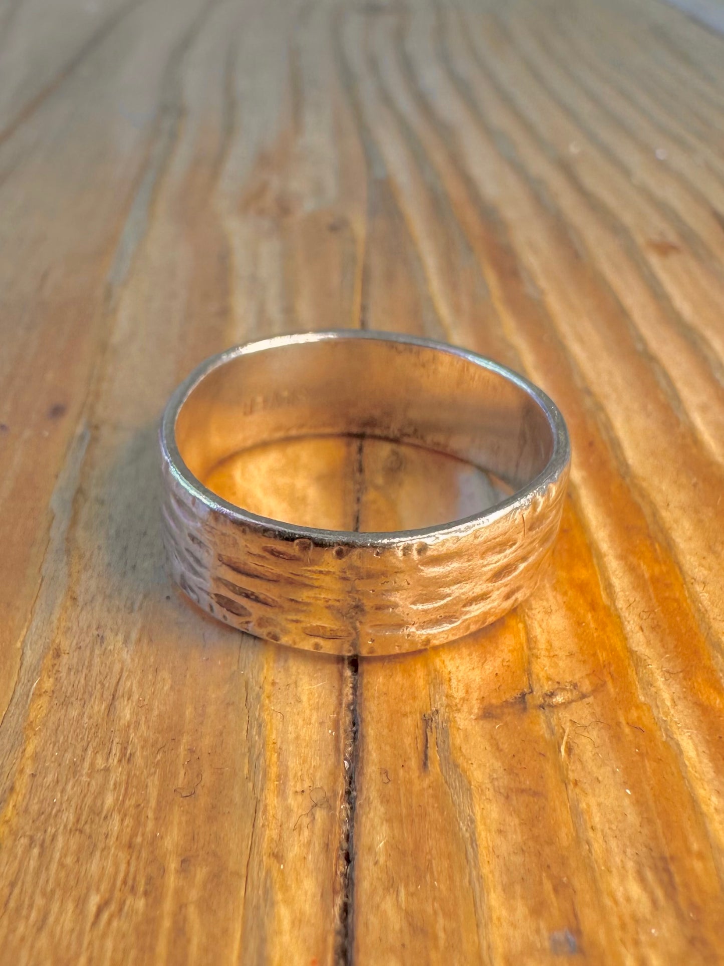 Textured Band 925 Sterling Silver Size R Ring