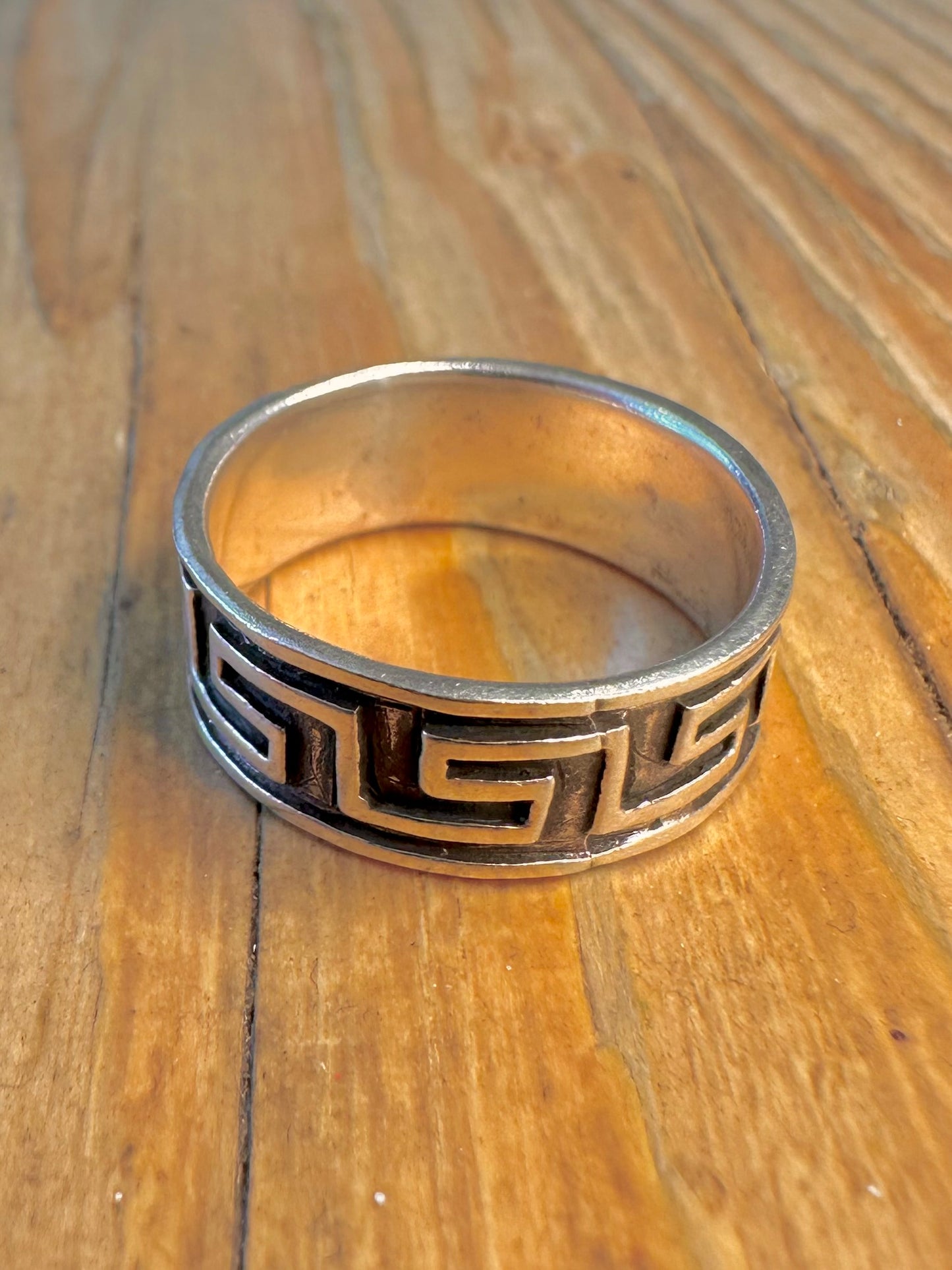 Greek Key Band 925 Sterling Silver Size S1/2 Ring