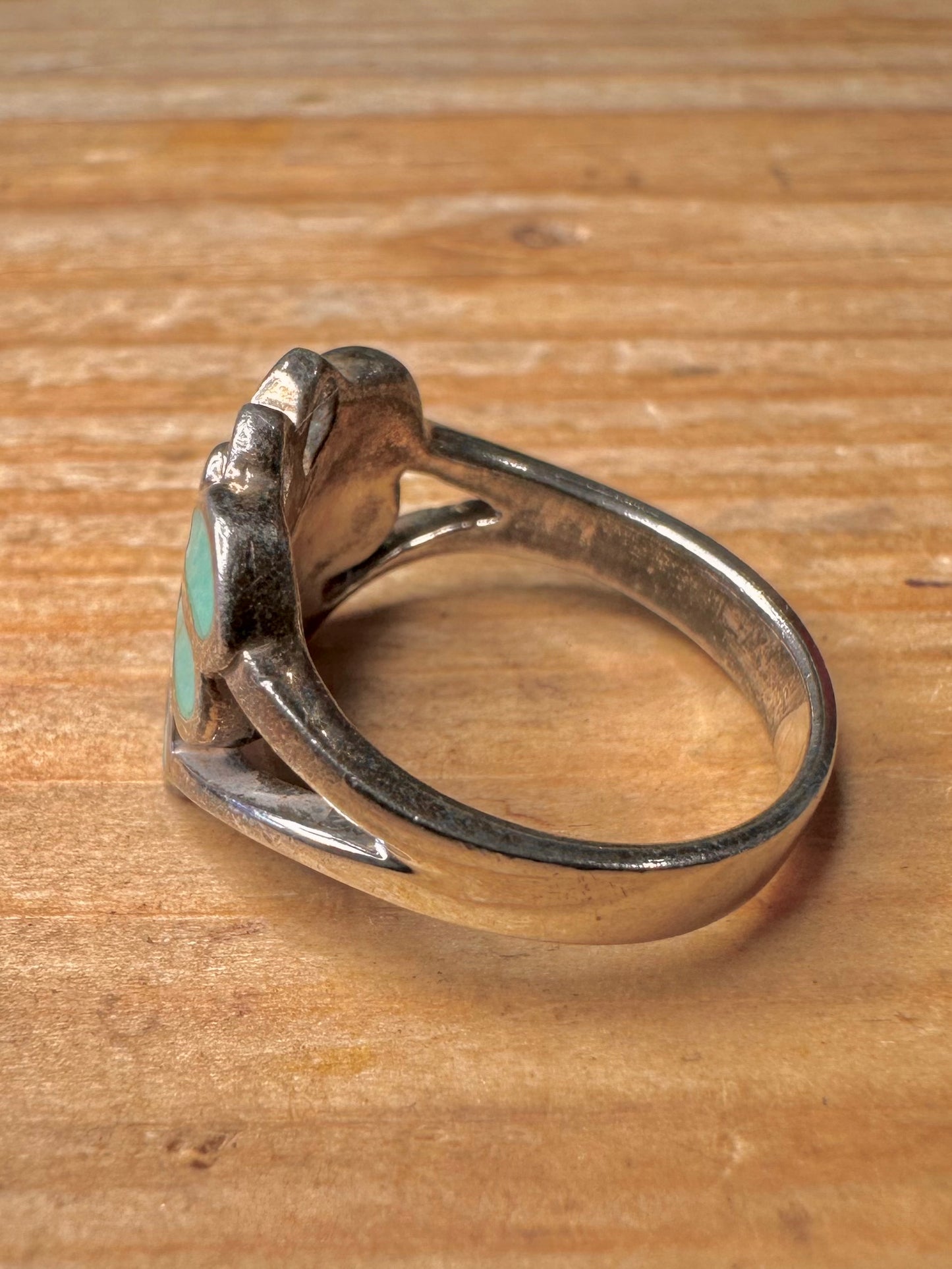 Vintage Butterfly Turquoise 925 Sterling Silver Size O1/2 Ring