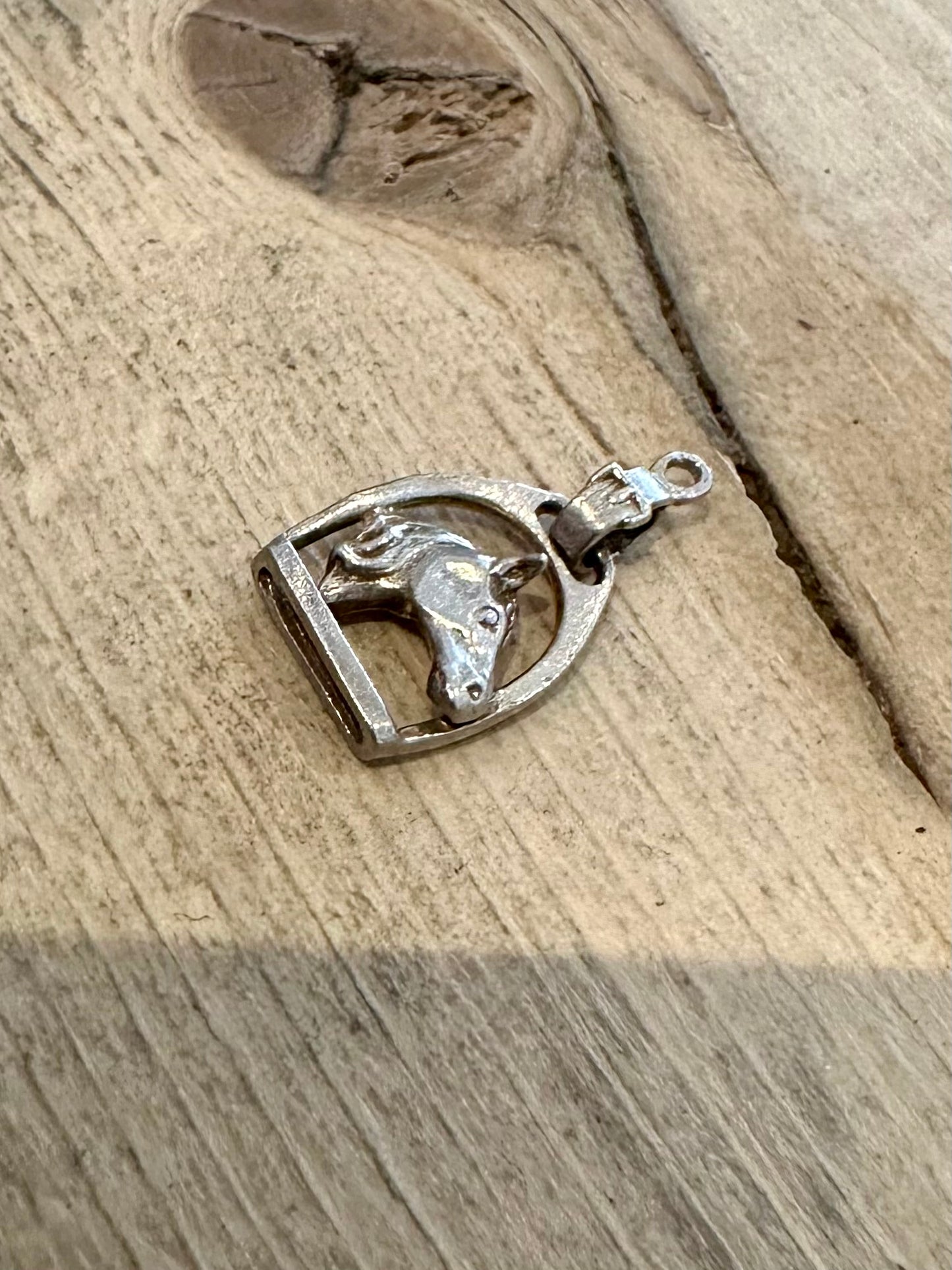 Vintage Horse Head Stirrup 925 Silver Pendant