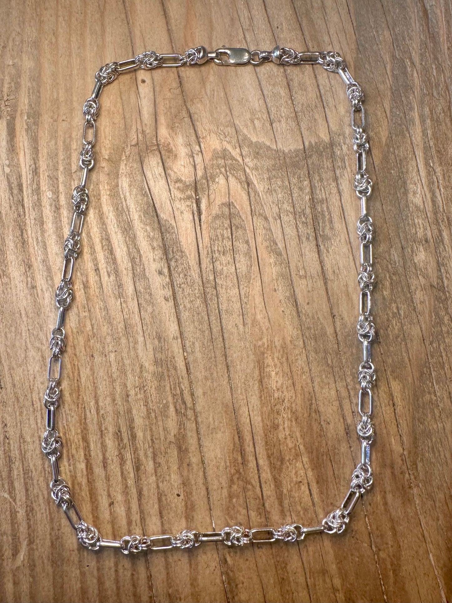 Byzantine and Bar Links 925 Sterling Silver 18 inch Necklace