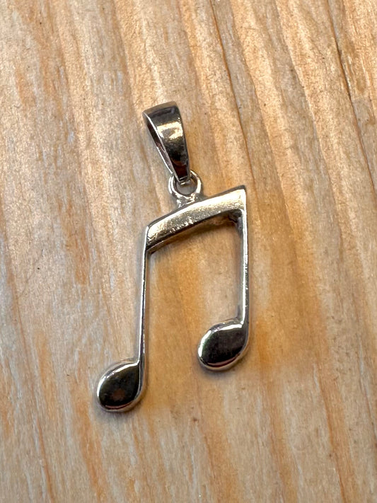 Vintage Music Note 925 Silver Pendant