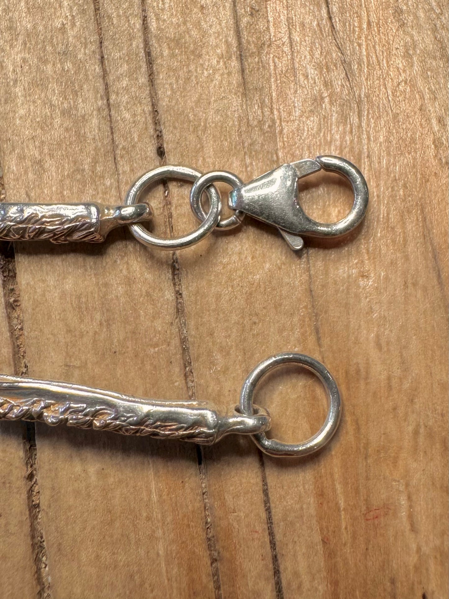 Abstract Unique Bar Gold Ish on 925 Sterling Silver 8 inch Bracelet