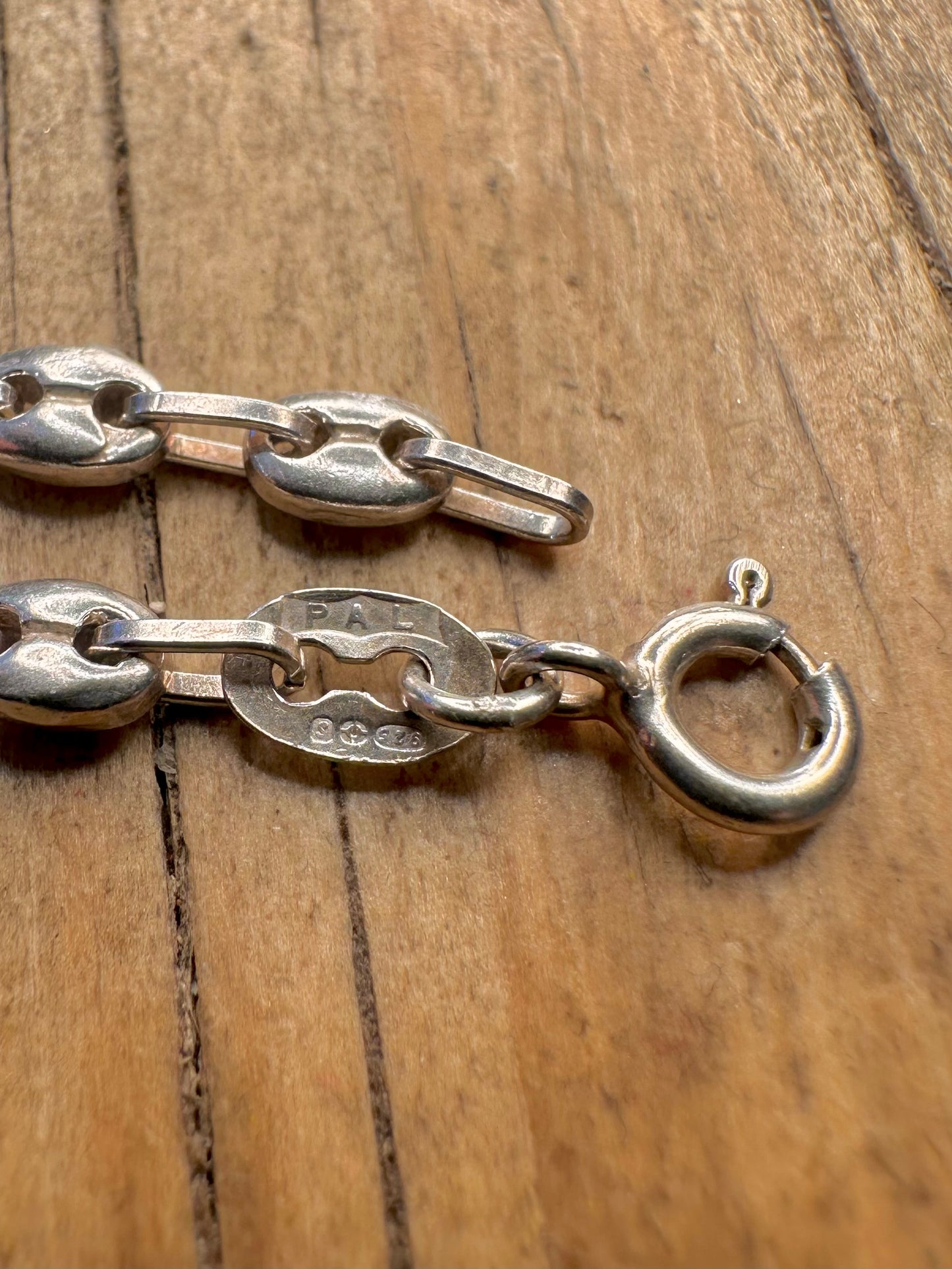 Kaffeebohne Mariner 1973 Gliederkette 925 Sterling Silber Hersteller PAL 50,8 cm Halskette