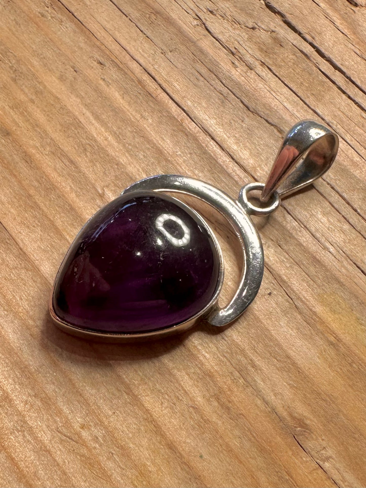 Vintage Amethyst Tränenförmiger 925 Sterling Silber Anhänger