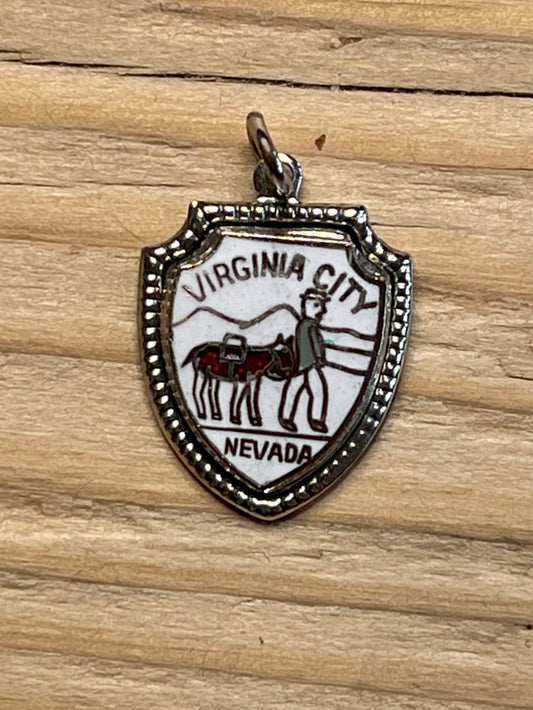 Virginia City Nevada Shield 925 Sterling Silver Pendant