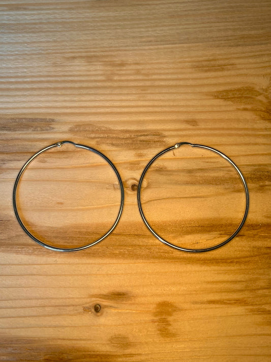 Large Skinny Hoop 925 Sterling Silver Hoop Earrings