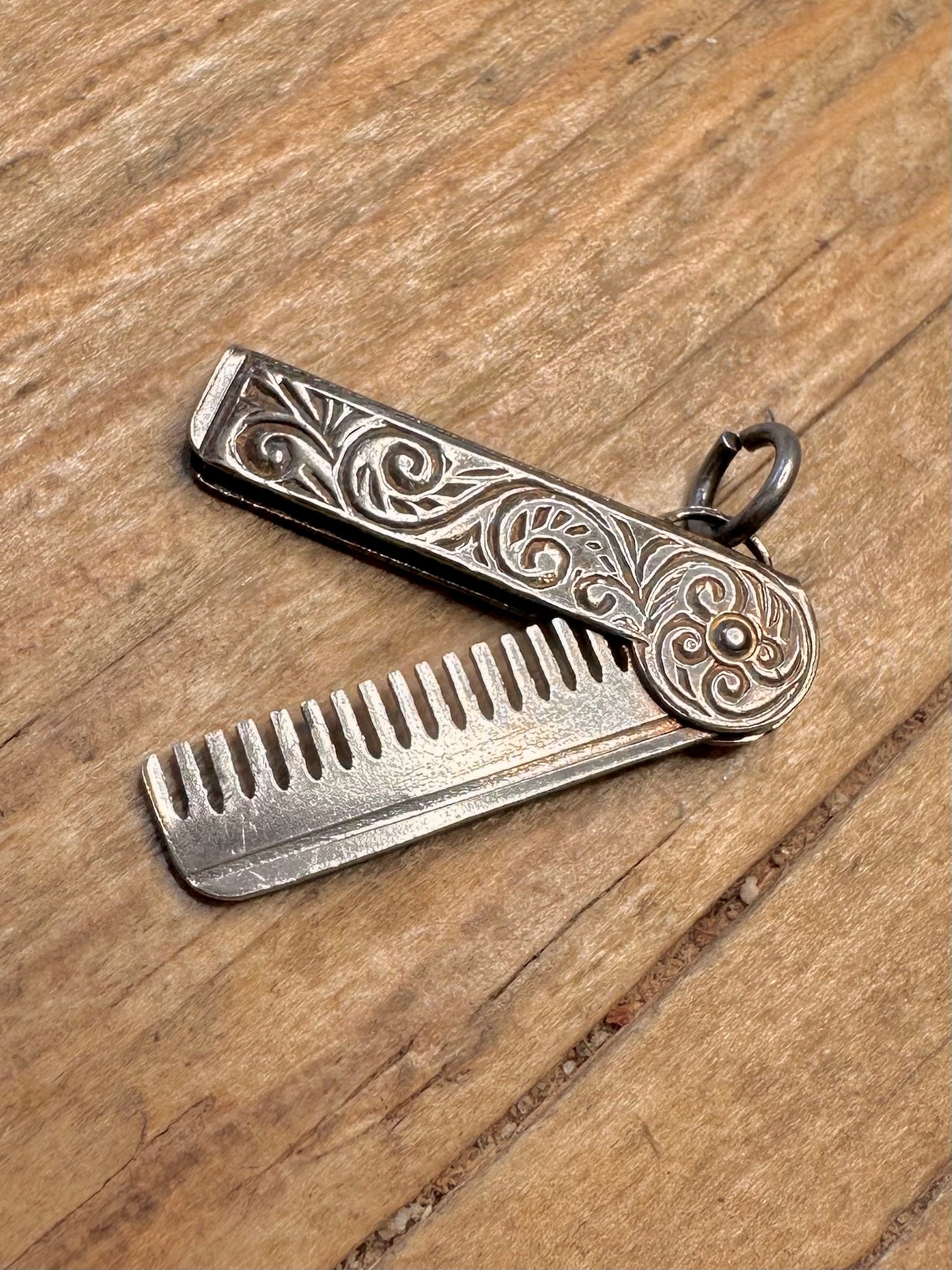 Vintage Gelenkklappkamm 925 Sterling Silber Anhänger