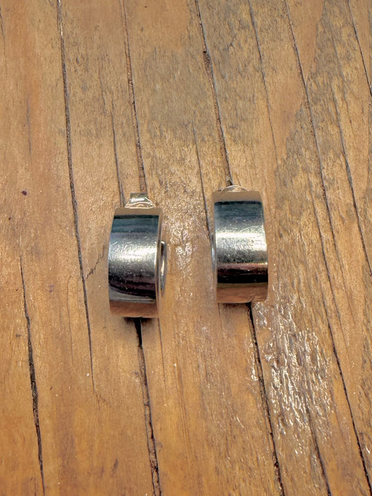Chunky Half Hoop 925 Sterling Silver Earrings