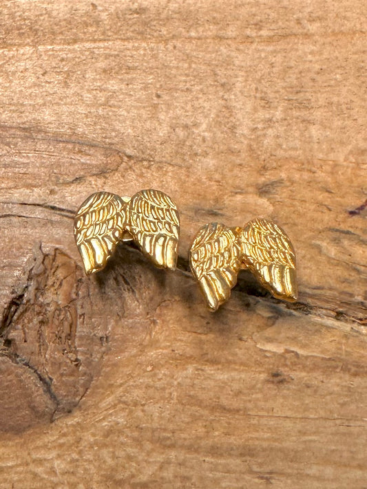 Vintage Wing Studs Gold on 925 Silver Earrings