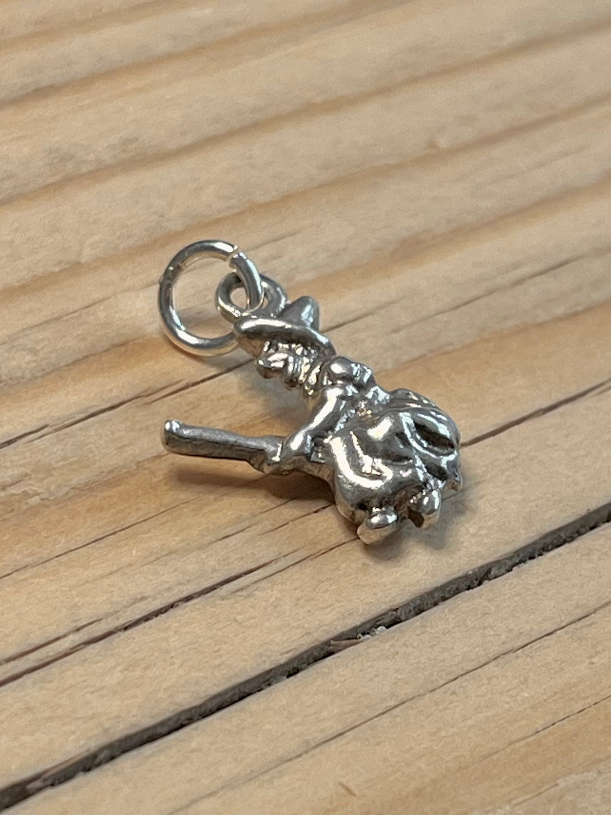 Witch Riding A Broom Stick 925 Sterling Silver Pendant