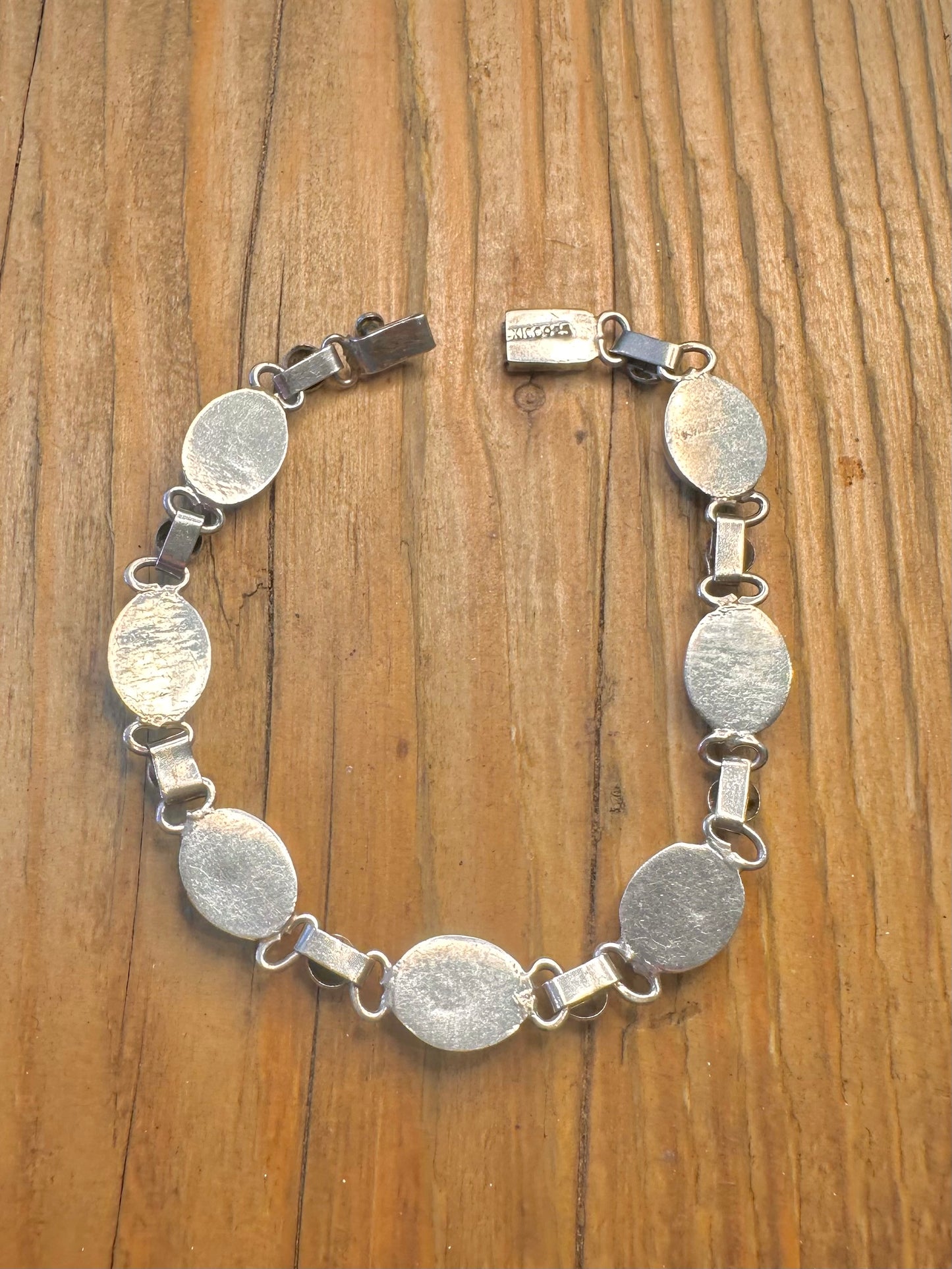 Abalone Oval Link Mexico 925 Sterling Silver 7.5 inch Bracelet