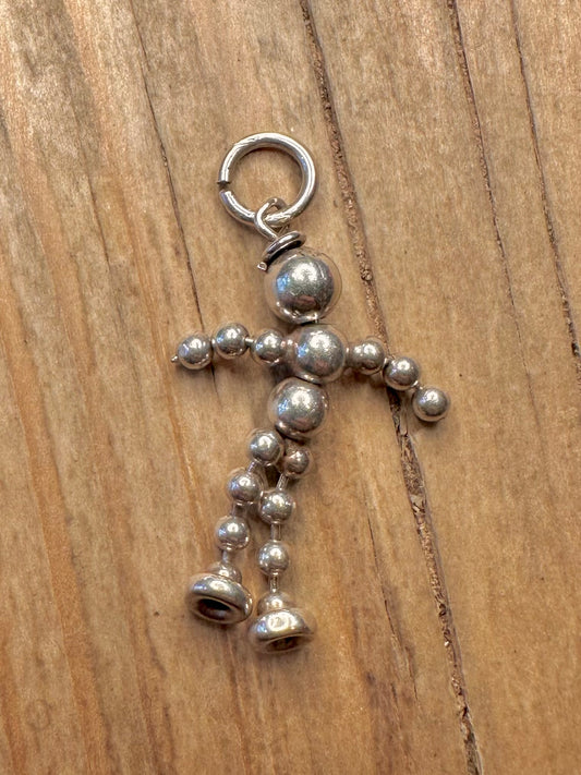 Abstract Bead Ball Person 925 Sterling Silver Charm Pendant