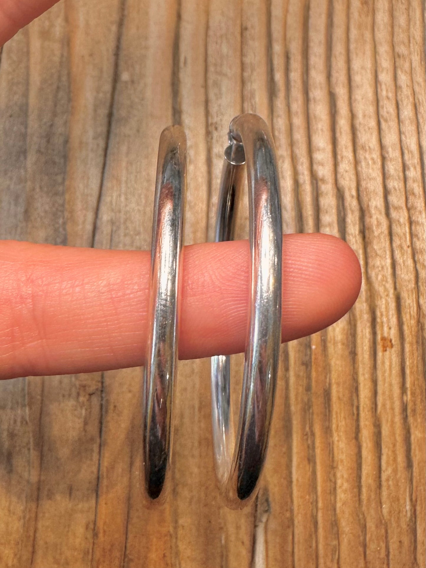 Large Chunky Rounded Hoops 925 Sterling Silver Earrings