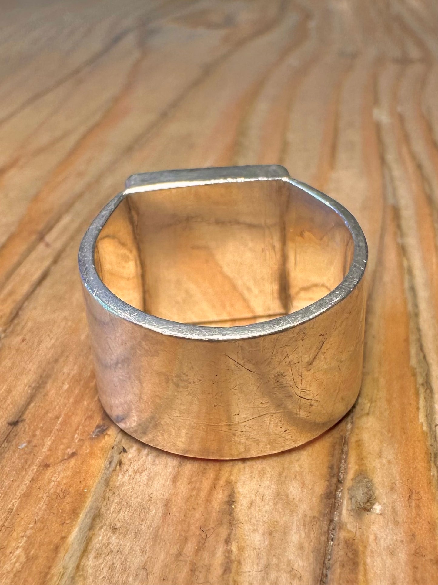 Vintage Chunky Malachite Square 925 Sterling Silver Size T1/2 Ring