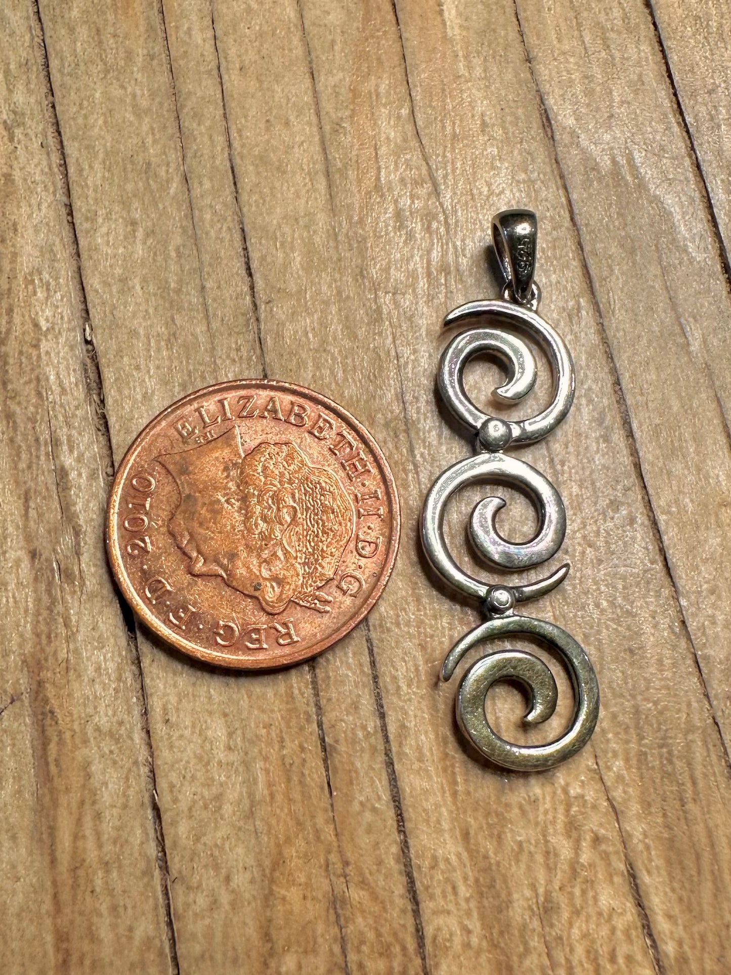 Modernist Abstract Swirl 925 Sterling Silver Pendant