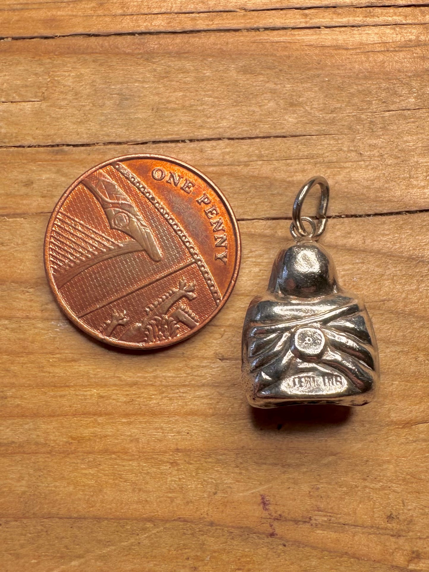 Vintage Buddha sitzend 925er Sterling Silber Anhänger