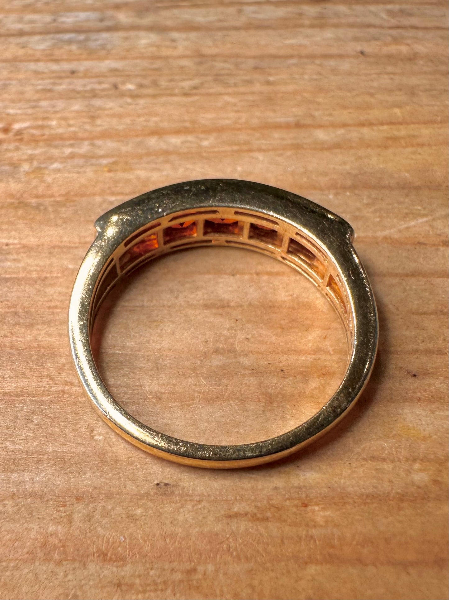 Modern Red Stone Gold Toned 925 Sterling Silver Size U Ring