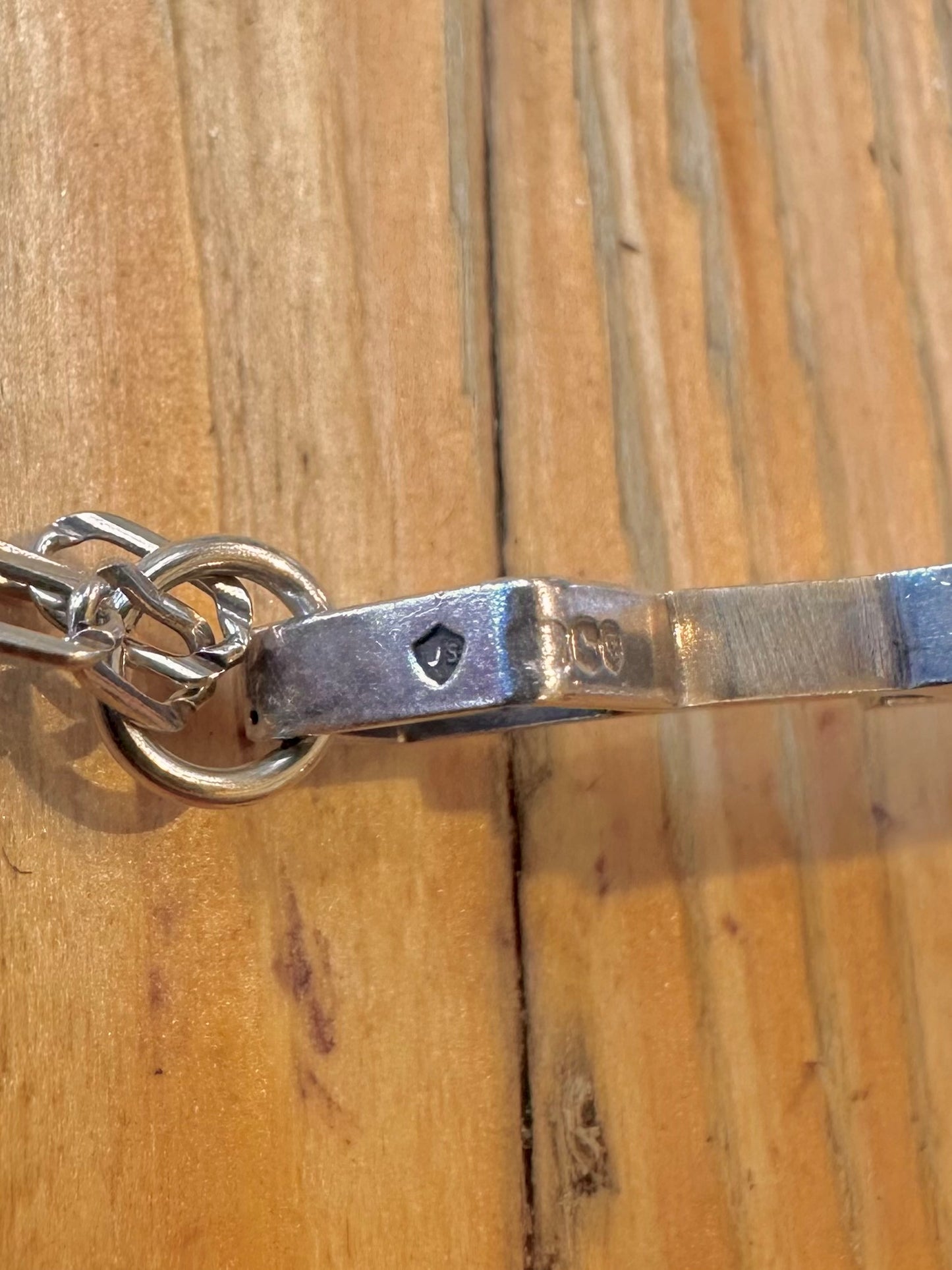 Jack Spencer 1973 Rhombus Sheffield Paper Link Chain 925 Sterling Silver 23.5 inch Necklace Pendant