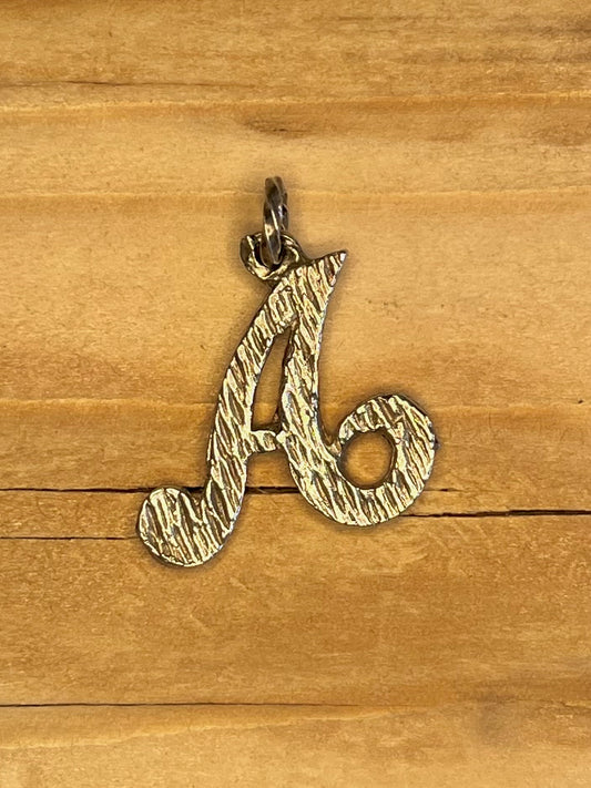 Italic Textured 1975 Letter A London 925 Sterling Silver Pendant