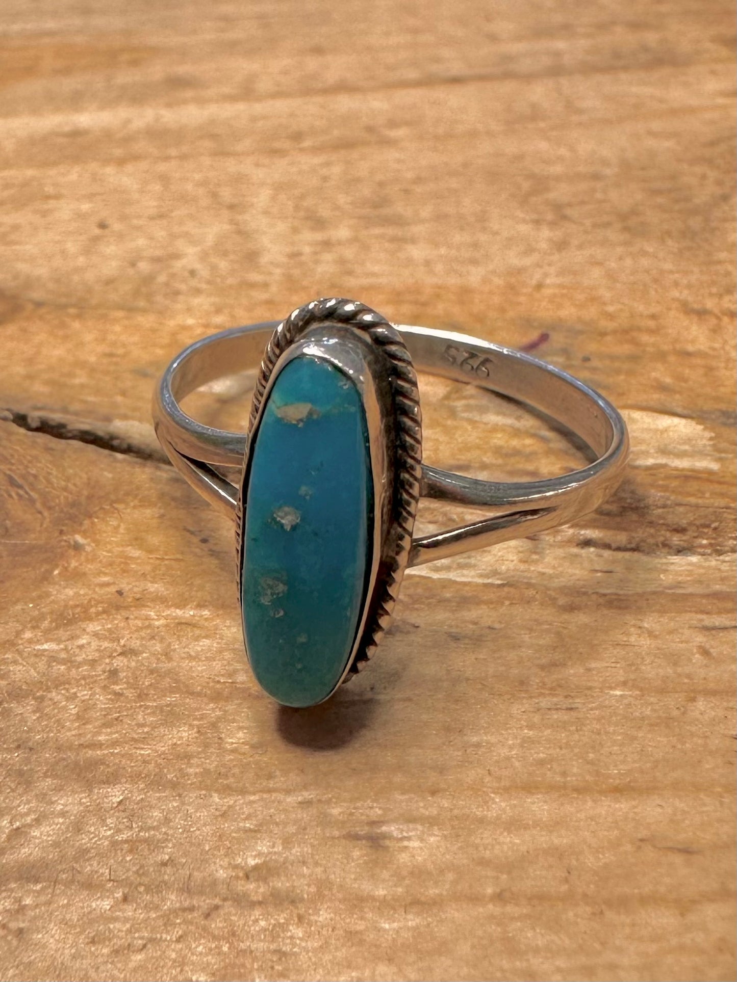 Vintage Turquoise Native American Style 925 Silver Size Q1/2 Ring