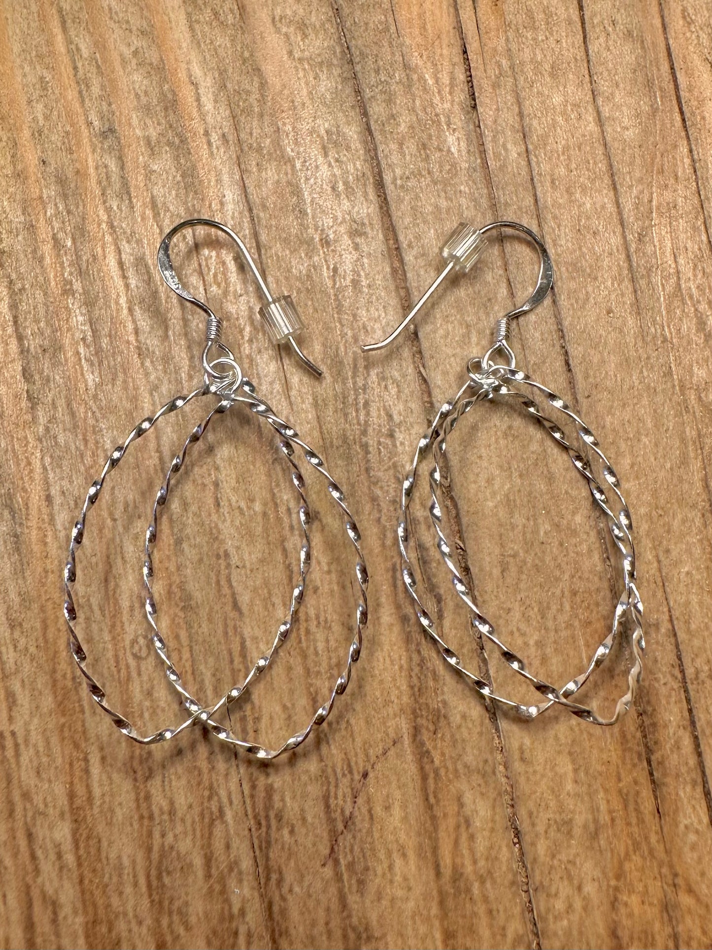 Abstract Double Twisted 925 Sterling Silver Earrings