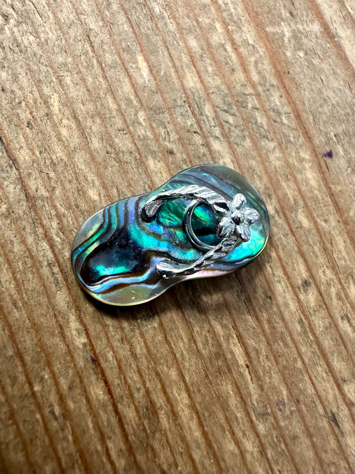 Modern Abalone Flip Flop Silver Pendant