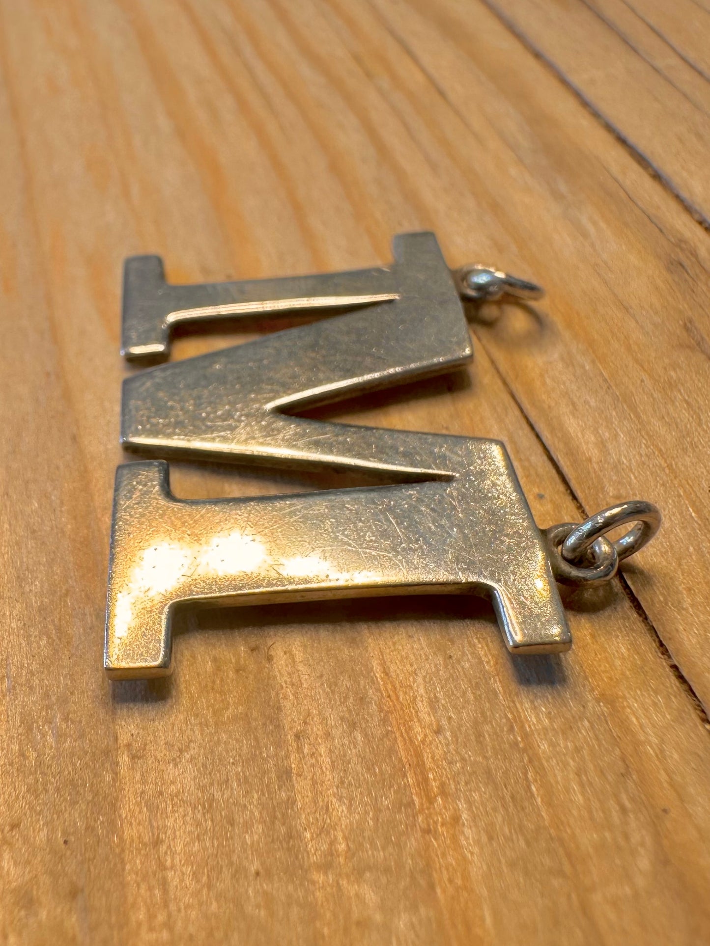 Vintage Large M Letter 925 Silver Pendant