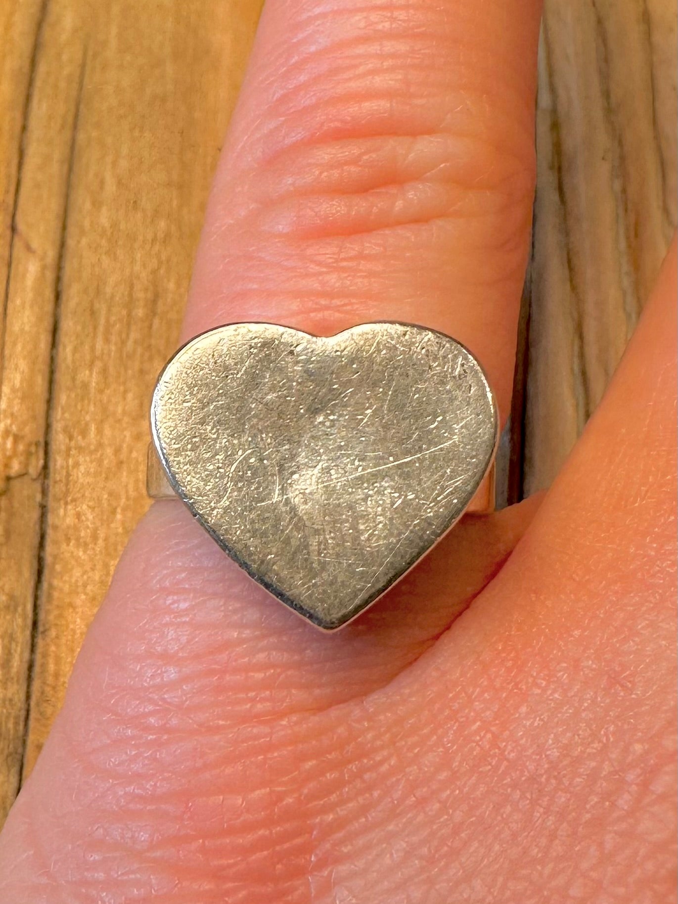 Vintage Heart 925 Sterling Silver Size M Ring