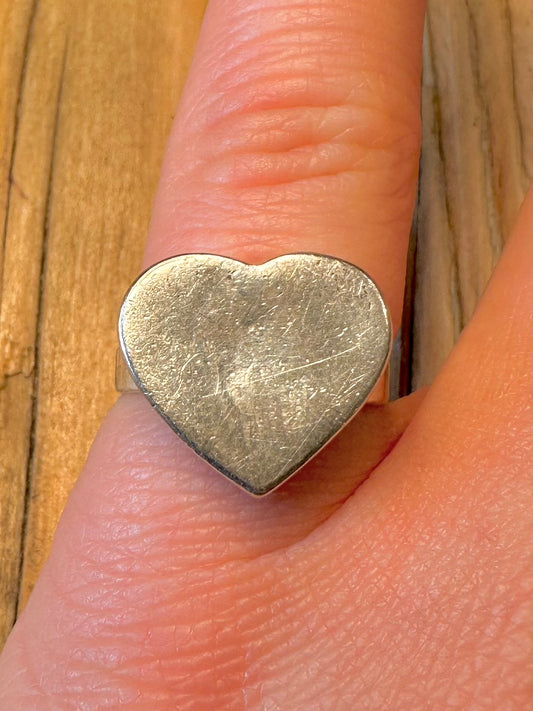 Vintage Herz 925 Sterling Silber Ring Größe M
