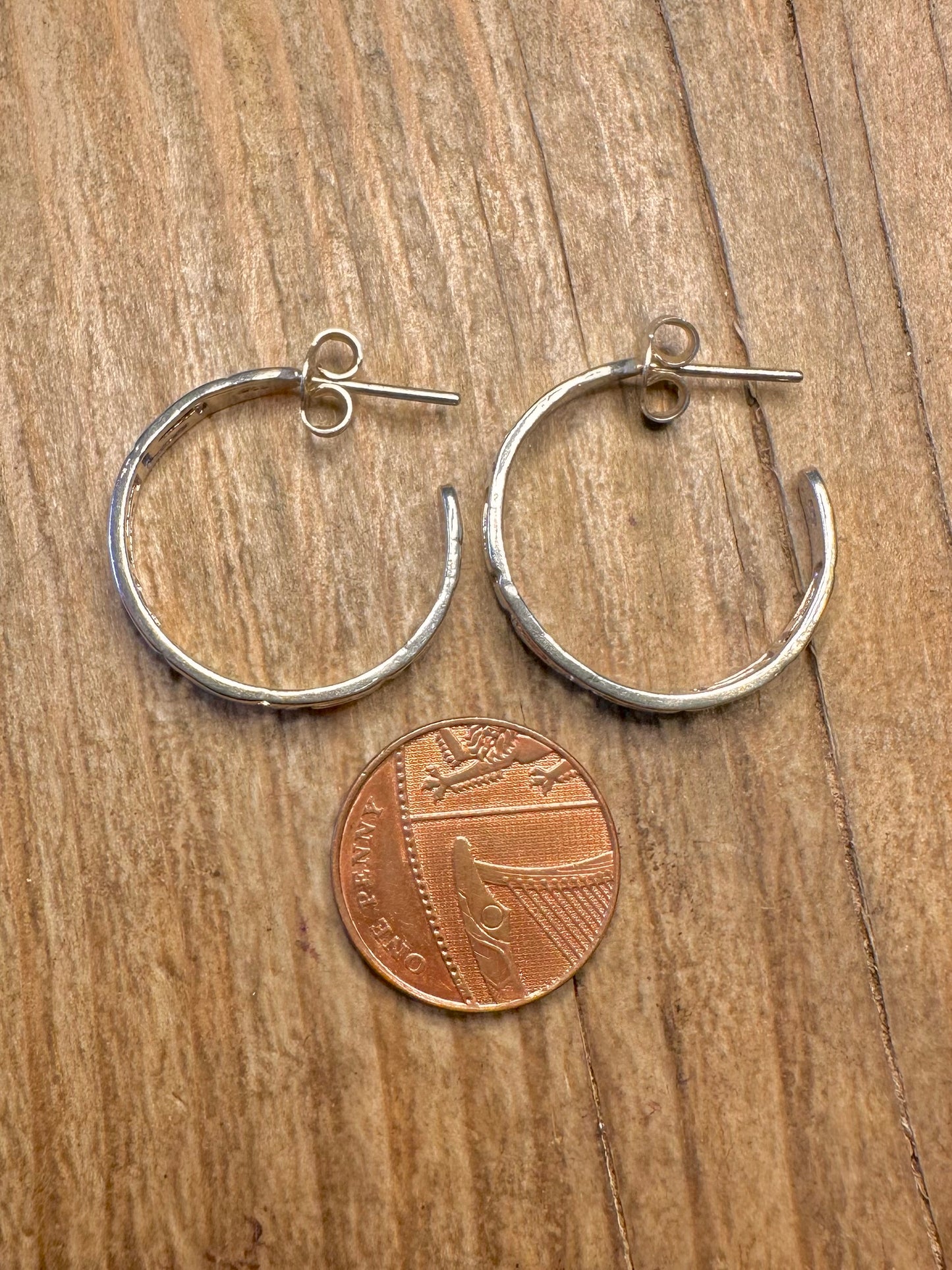 Vintage Greek Key Half Hoops 925 Sterling Silver Earrings
