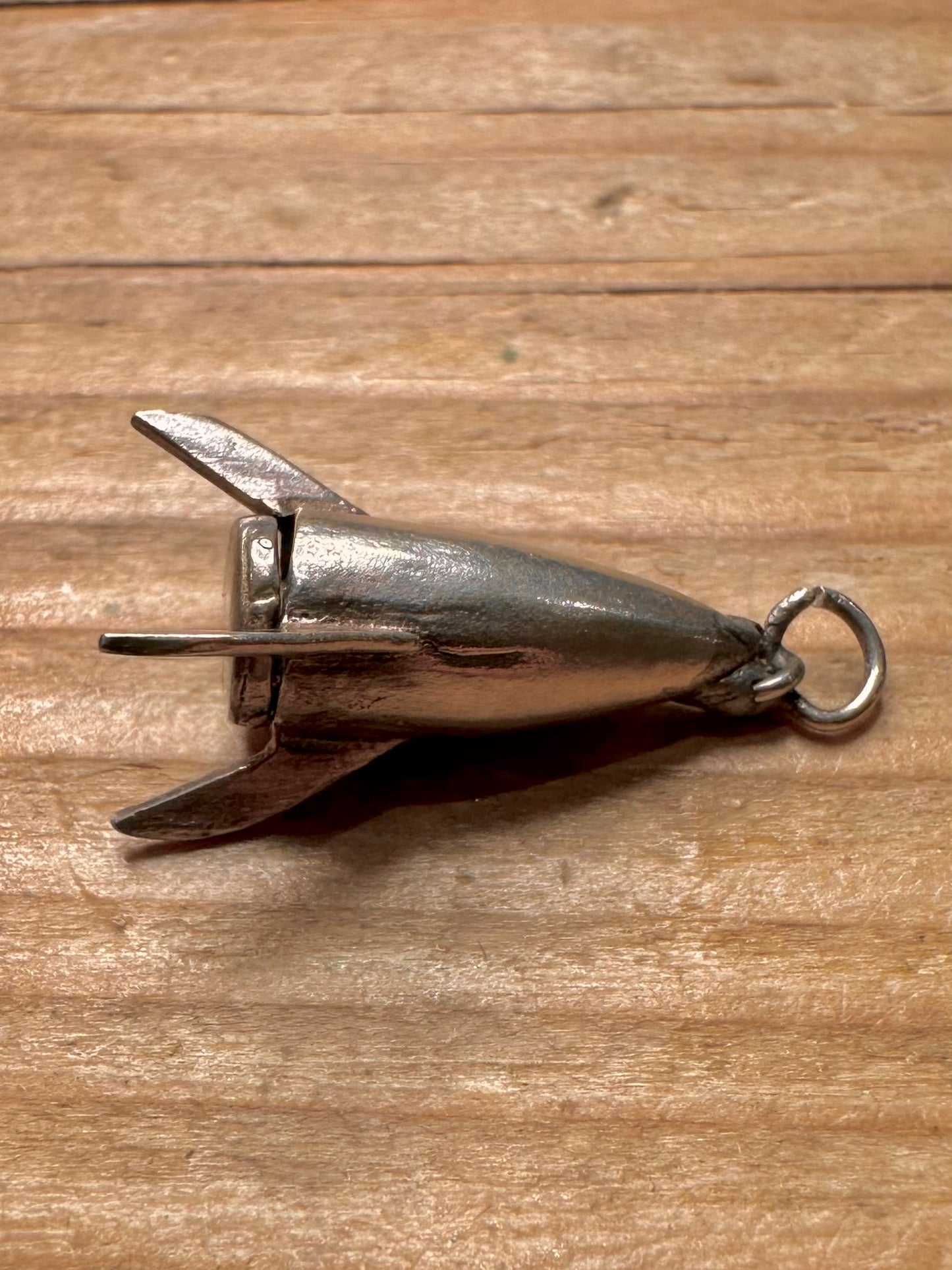 Vintage Rocket Ship Opening Bottom 925 Sterling Silver Charm Pendant