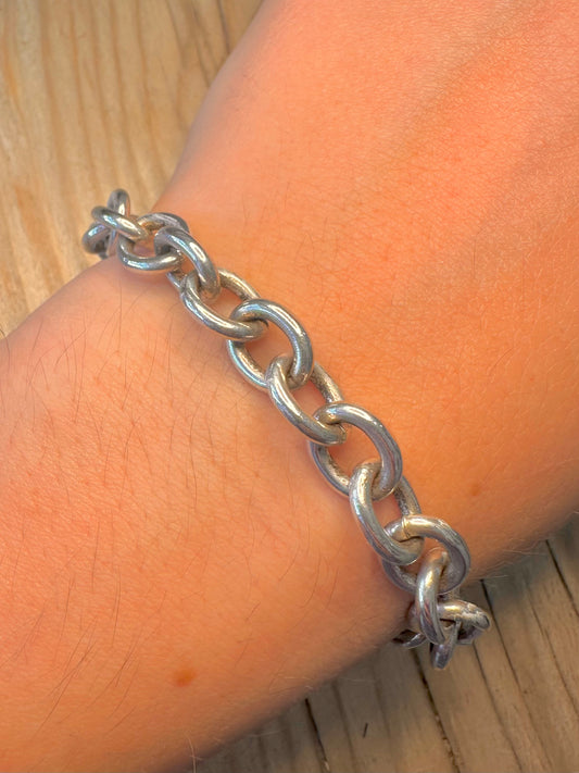 Modernist Chunky Belcher Chain 925 Silver 7.6 inch Bracelet