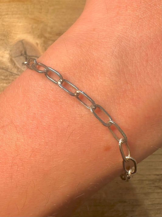 Vintage Oval Link 925 Silver 8 inch Bracelet